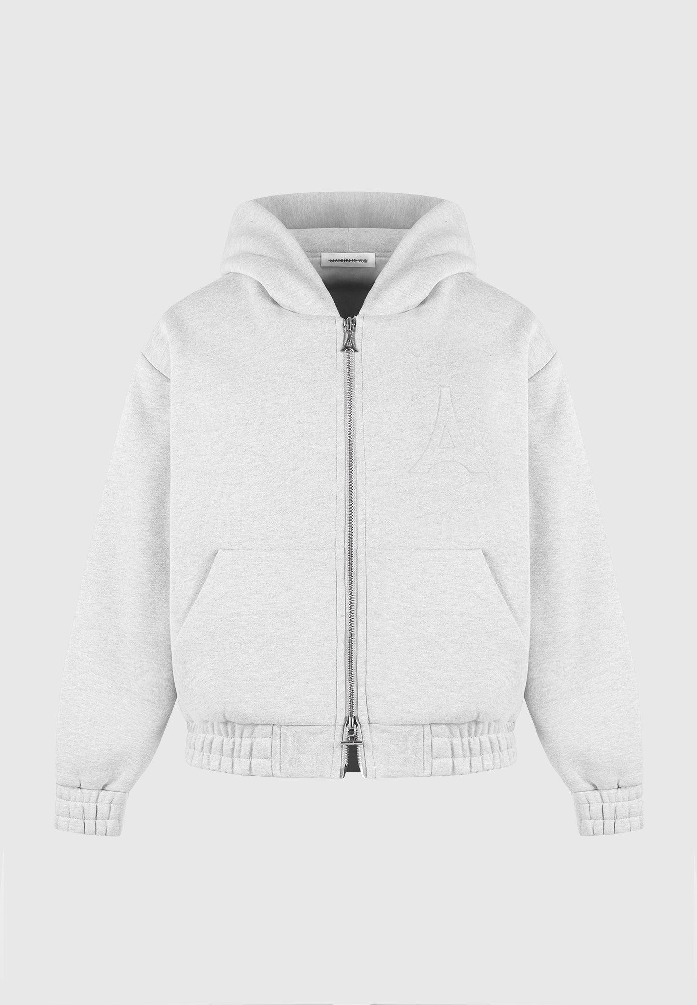 Kevin - Eiffel Embossed Zip Hoodie - Grey Male Product Image