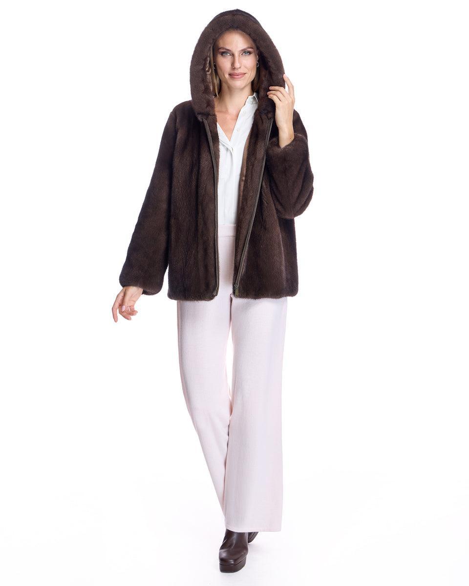 Hooded Mink Jacket Product Image