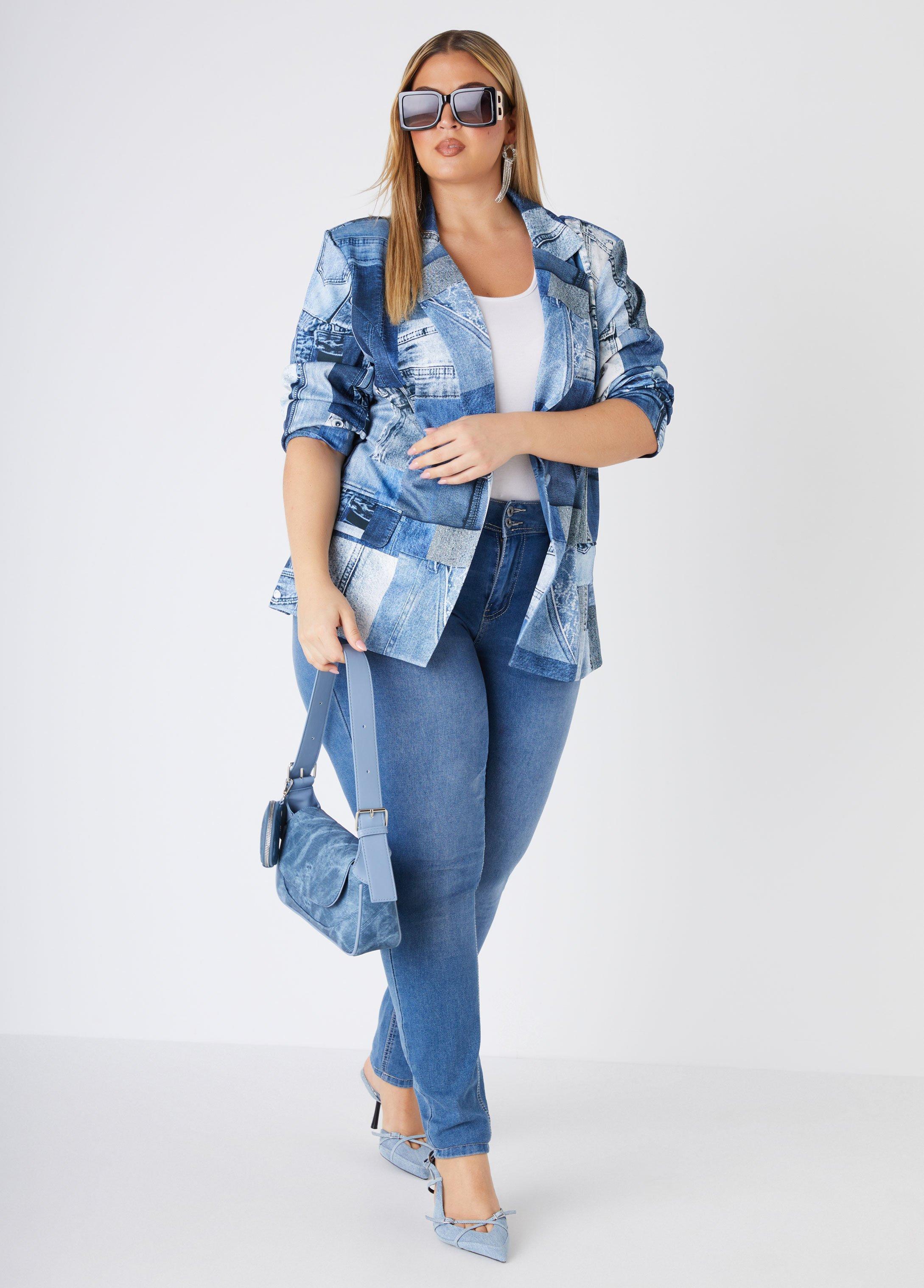 Denim Print Blazer Product Image