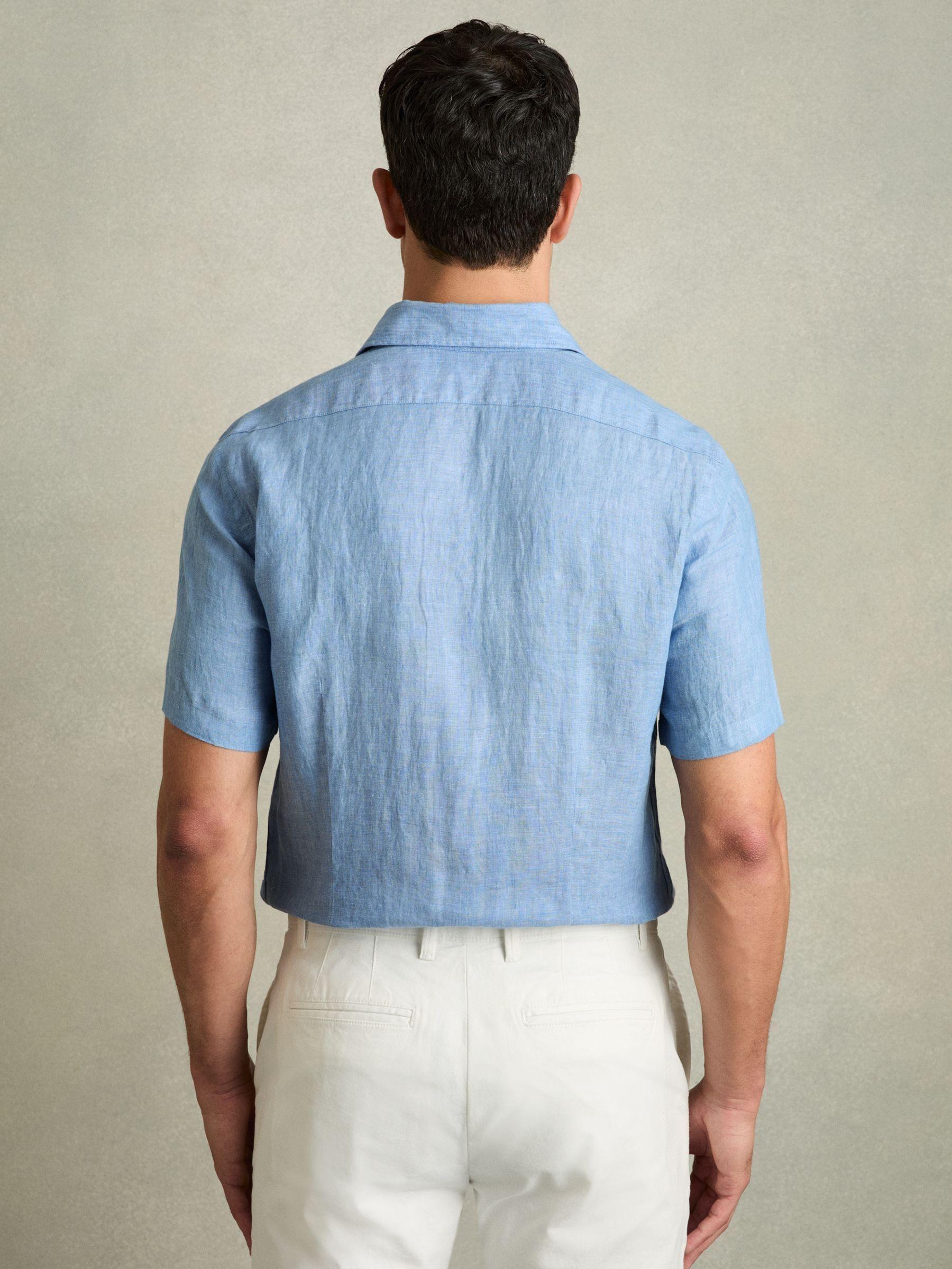 Slim Fit Linen Shirt in Sky Blue Product Image