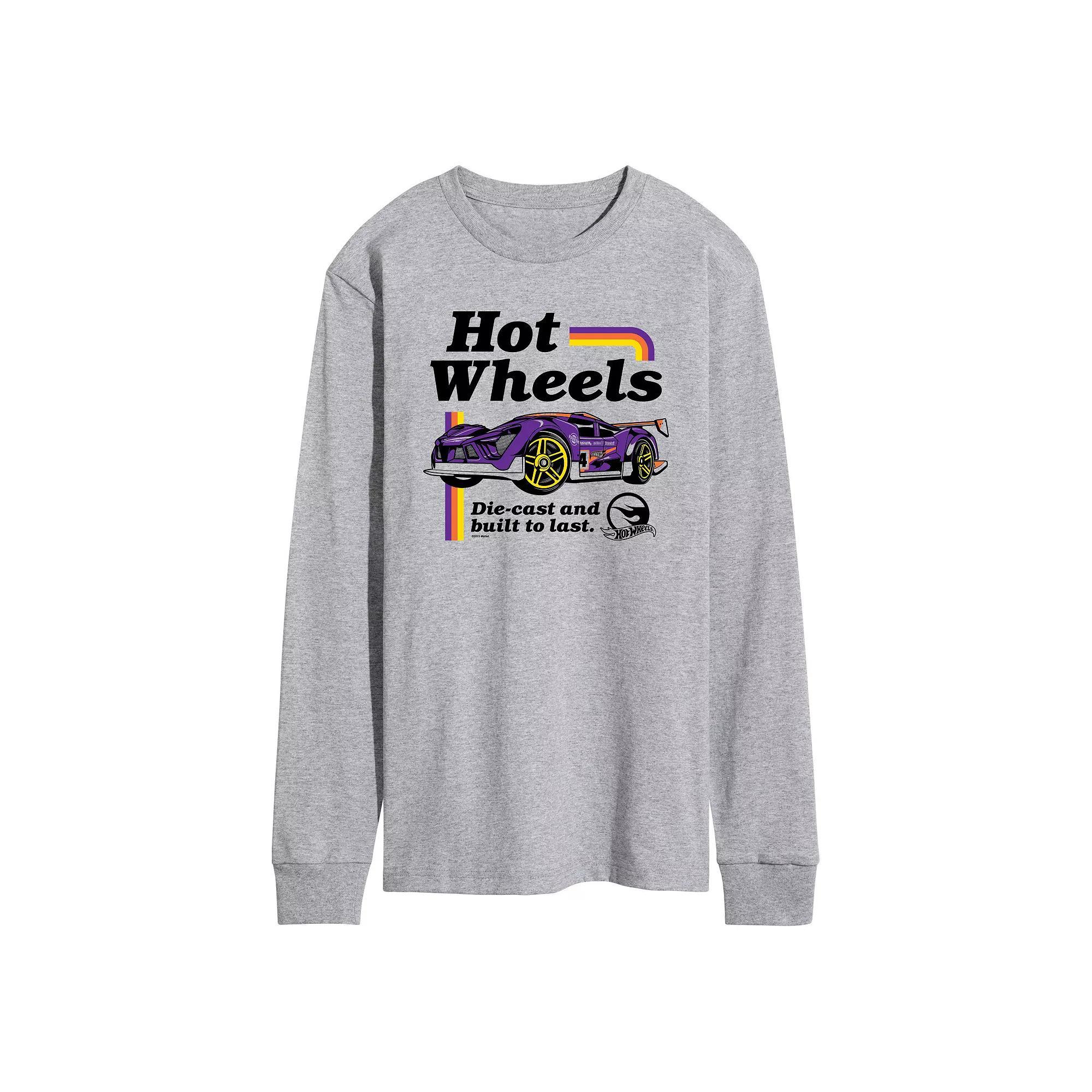 Men's Hot Wheels Built To Last Long Sleeve Graphic Tee, Size: XXL, Grey Gray Product Image