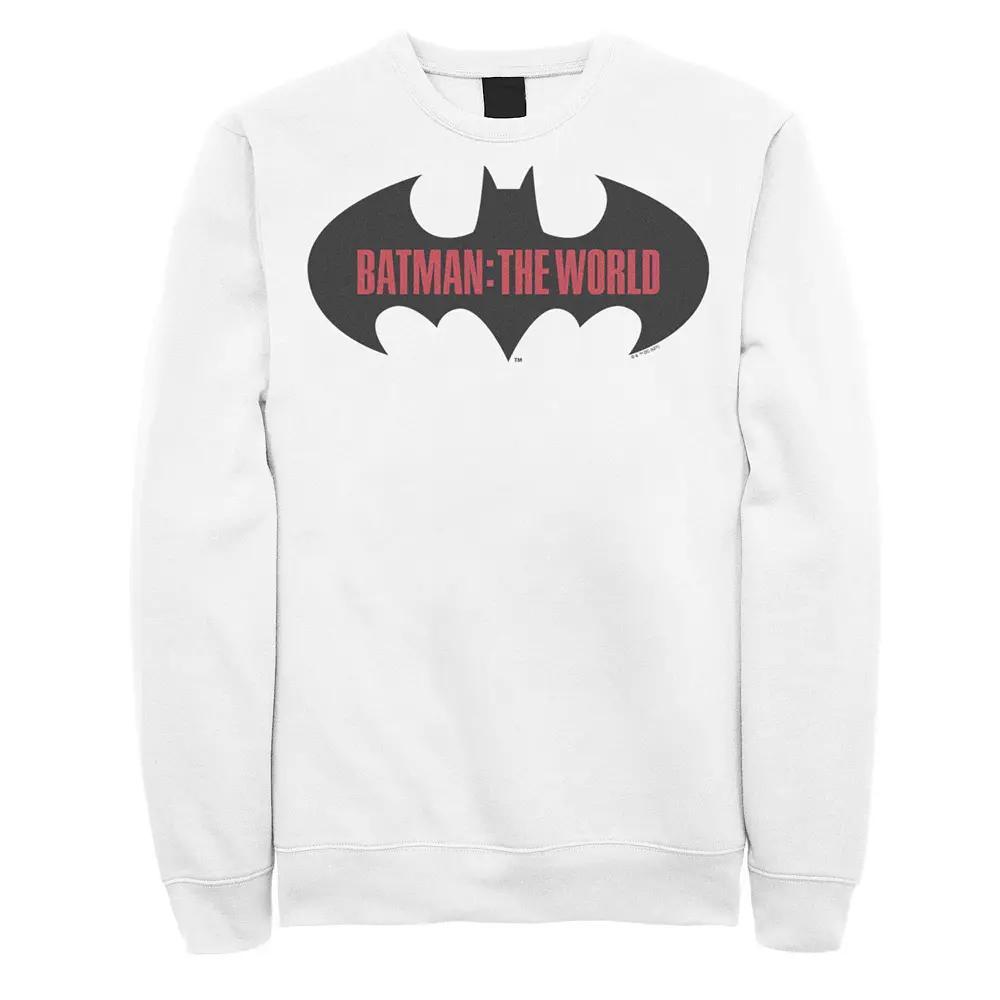 Men's Batman: The World Logo Sweatshirt, Size: XXL, White Product Image