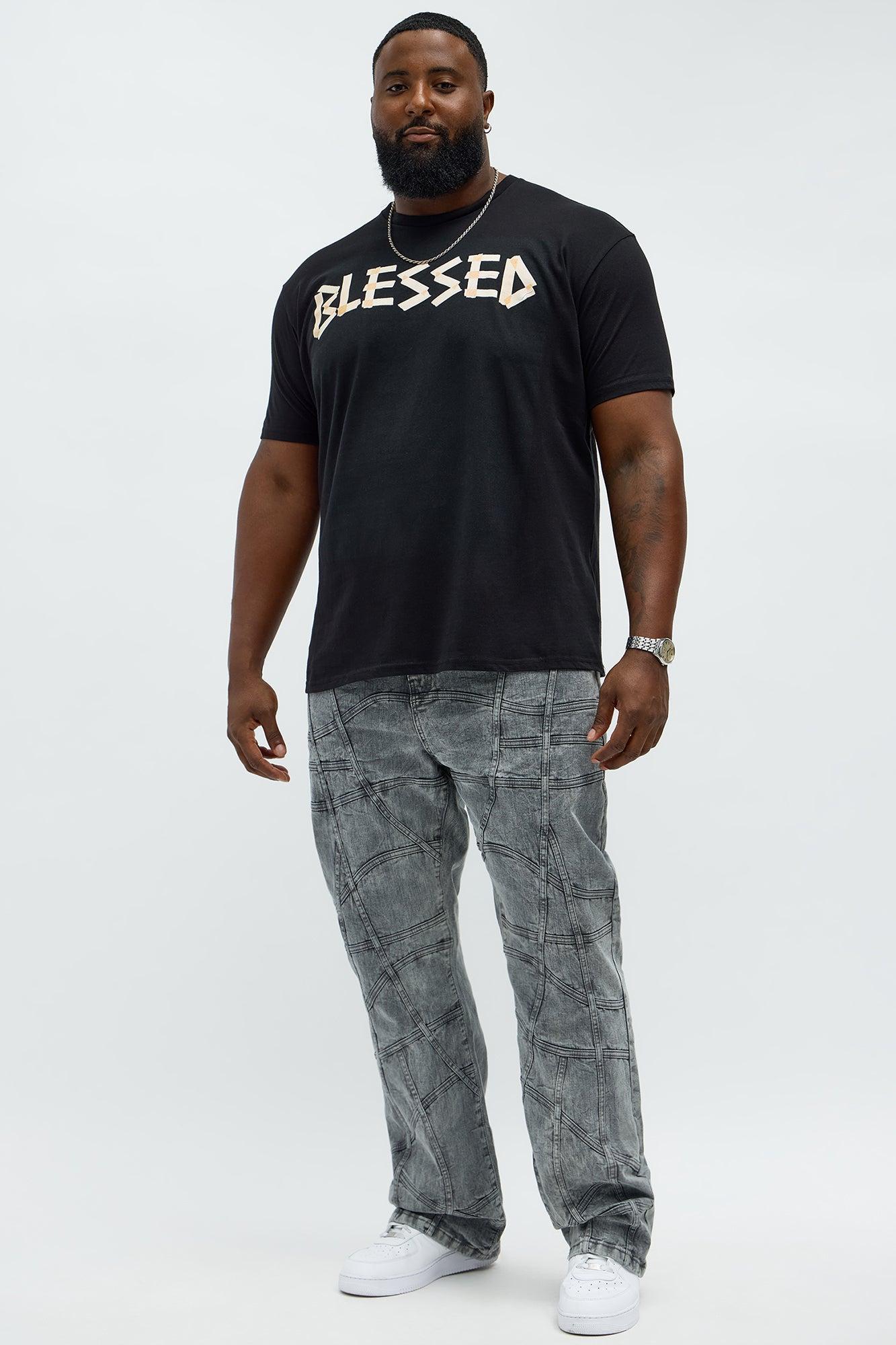 Taped Blessed Short Sleeve Tee - Black Male Product Image