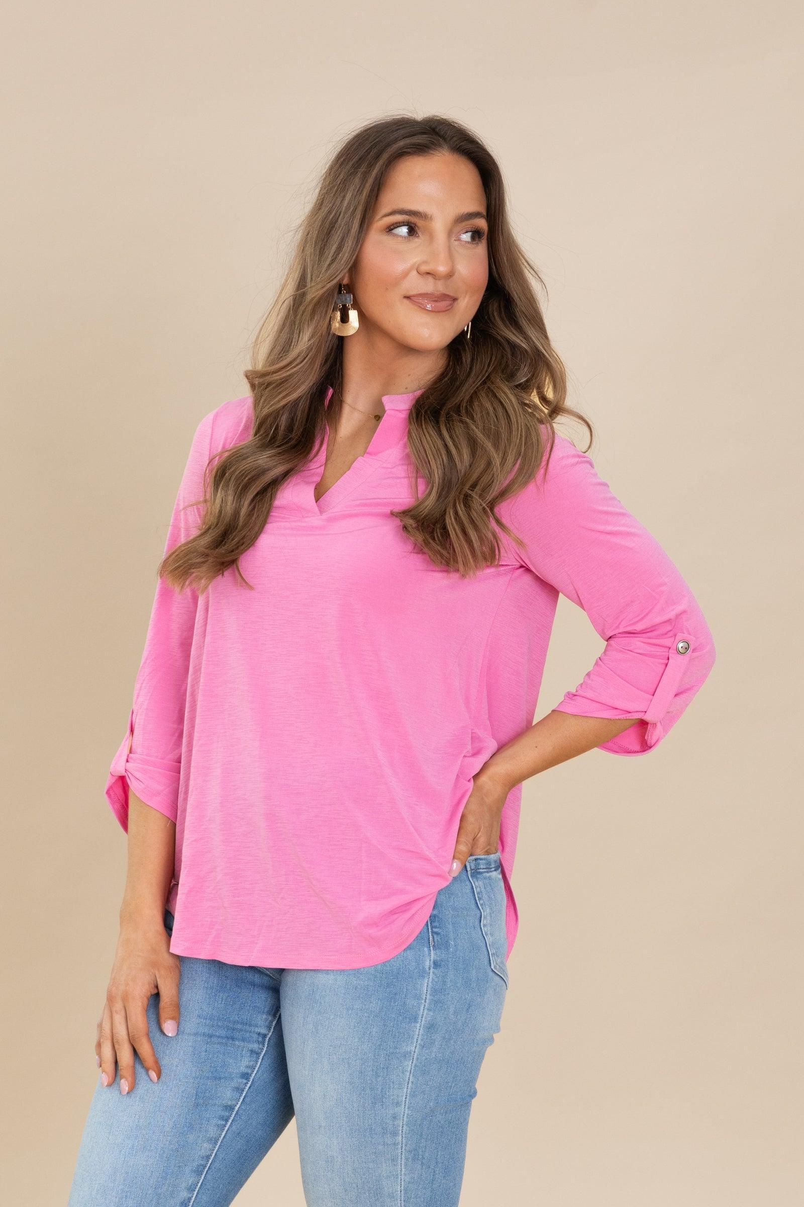 Lizzy Notch Neck Wrinkle Free Top Product Image