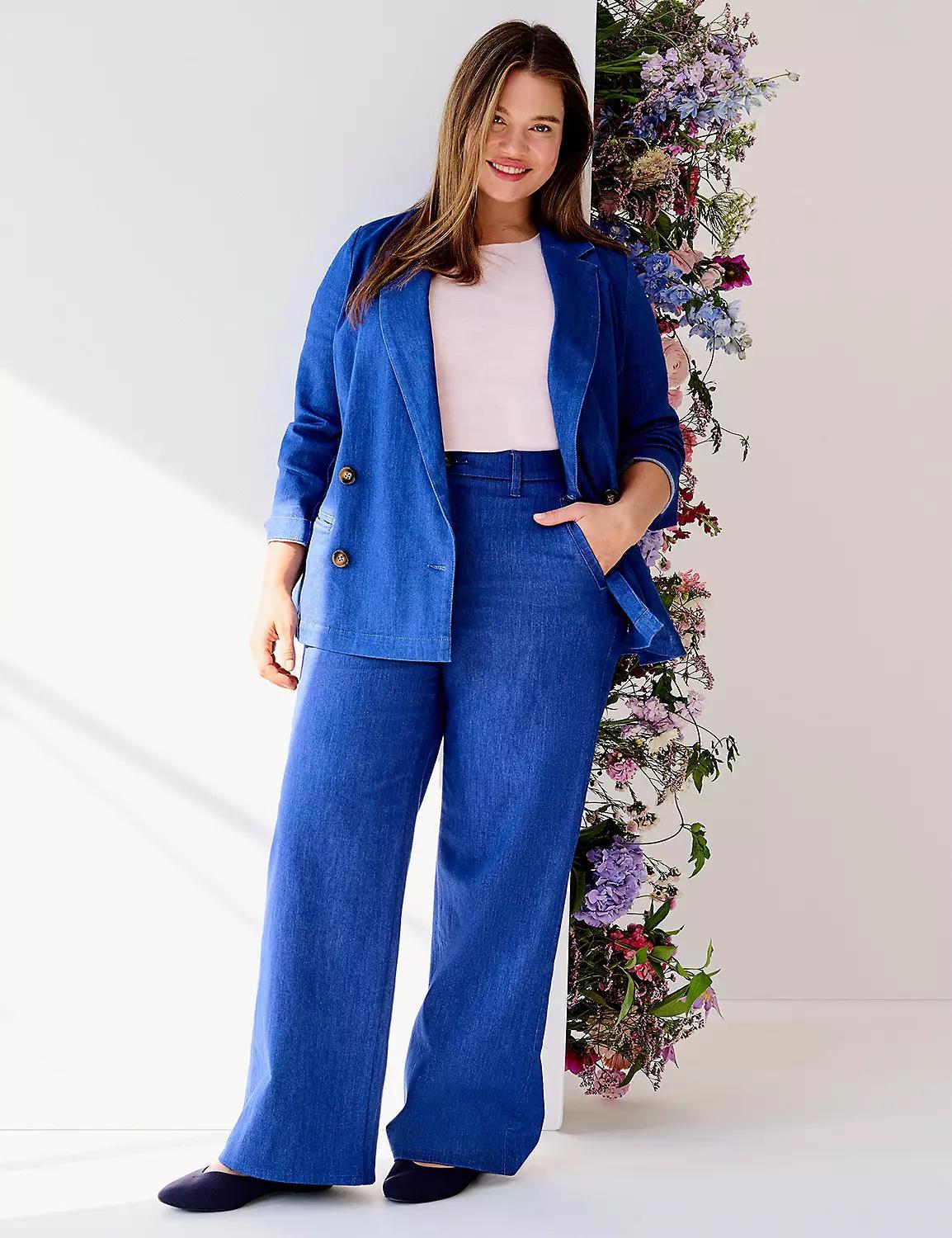 Double-Breasted Denim Blazer Product Image