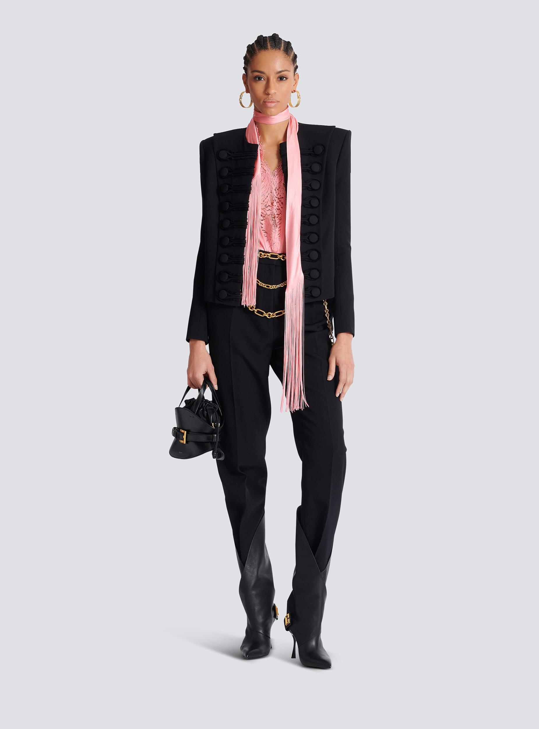 Backless fringed satin top Product Image