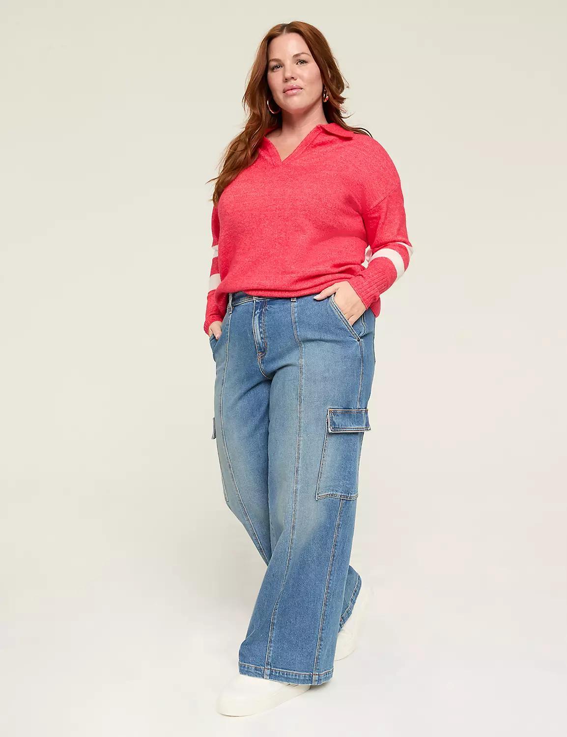 V-Neck Collar Sweater Product Image