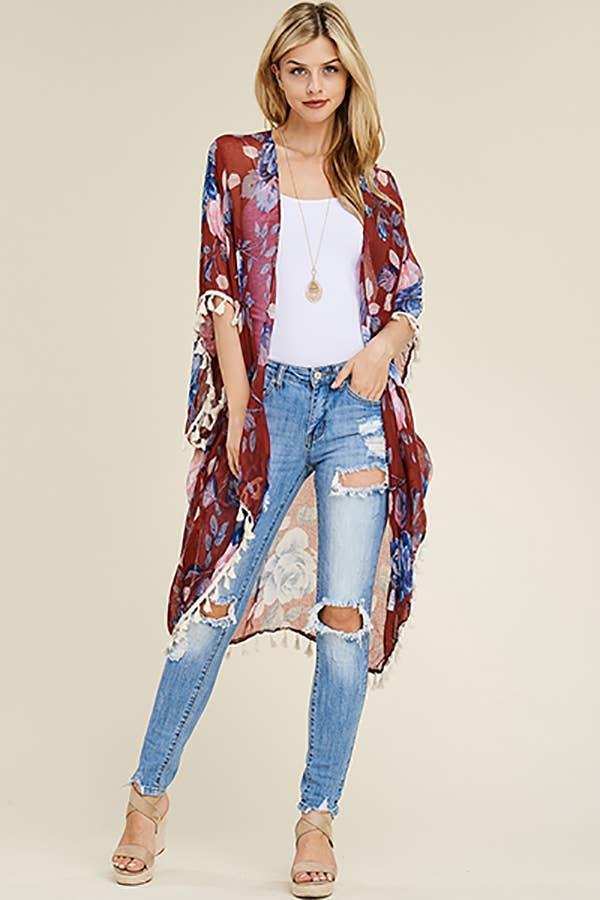 FLORAL TASSEL CARDIGAN Product Image