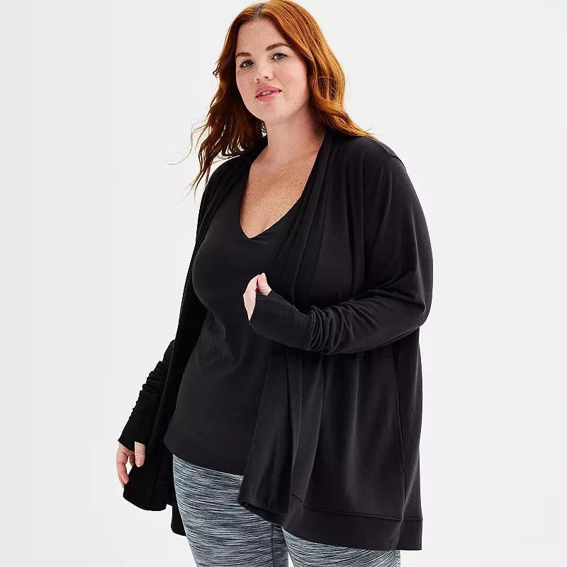 Plus Size Tek Gear French Terry Wrap Cardigan, Womens Grey Gray Product Image