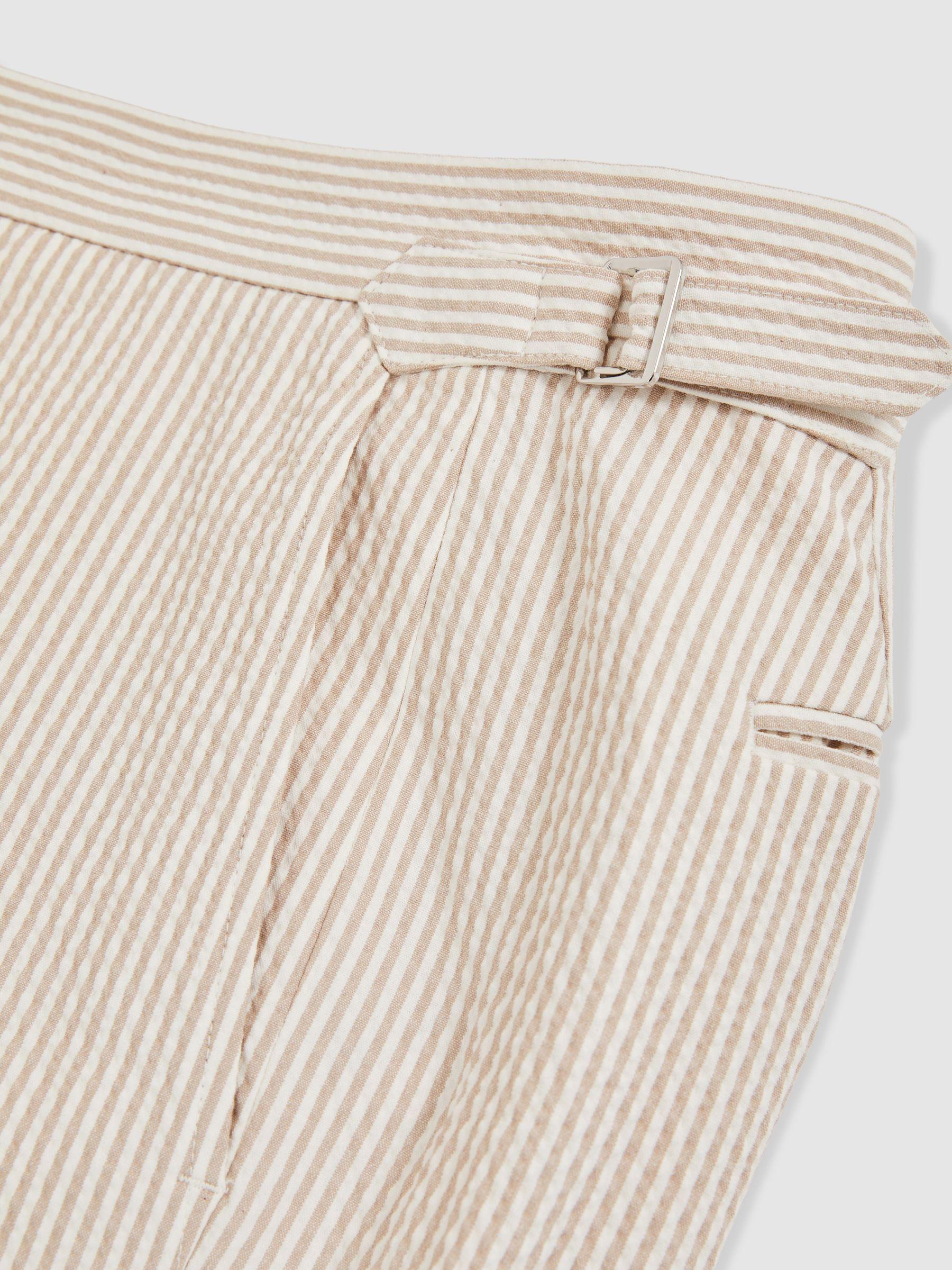 Seersucker Stripe Tailored Shorts in Oatmeal/White Product Image
