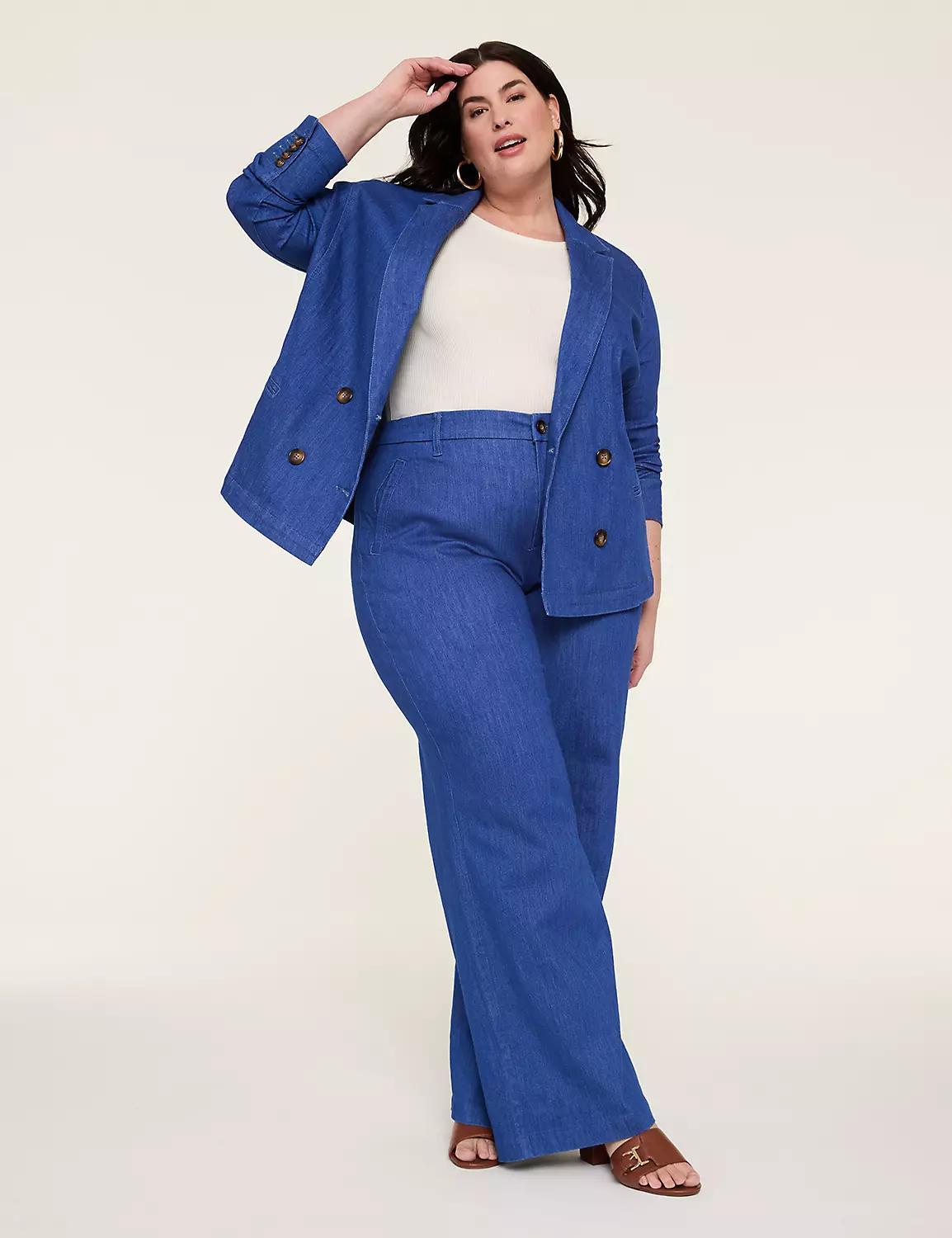 Double-Breasted Denim Blazer Product Image