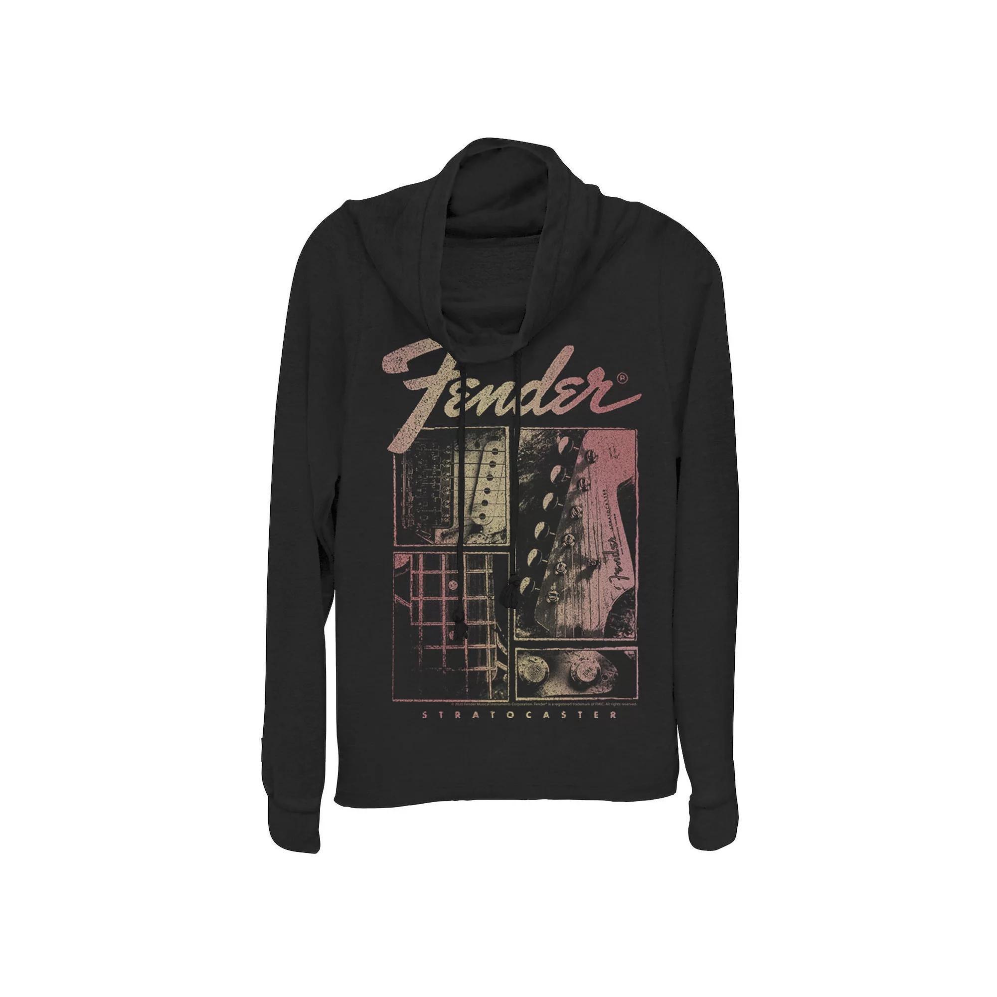 Juniors' Fender Stratocaster Panels Cowlneck Graphic Lightweight Long Sleeve, Girl's,  Product Image