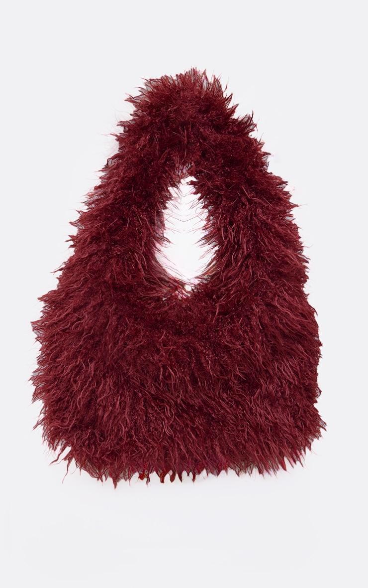 Burgundy Faux Fur Large Tote Bag Product Image