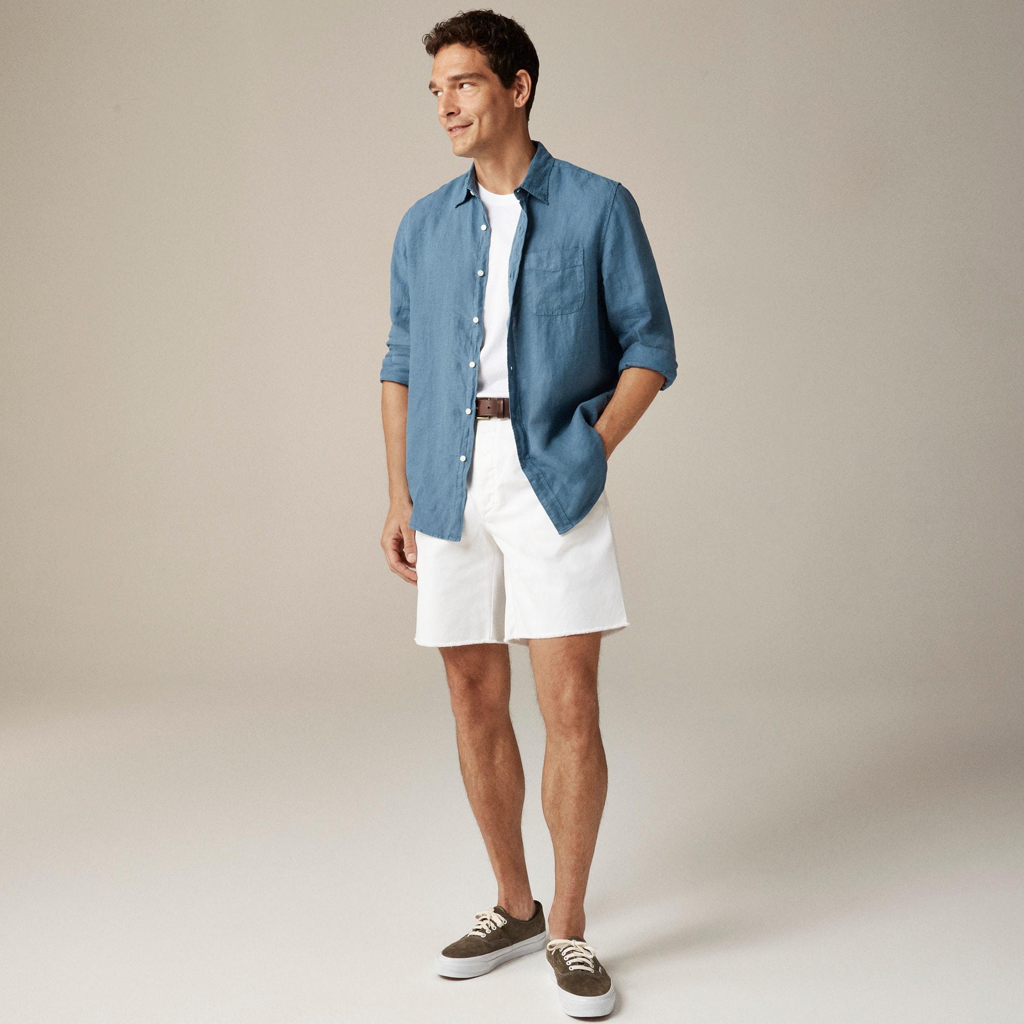Washed linen shirt with point collar Product Image