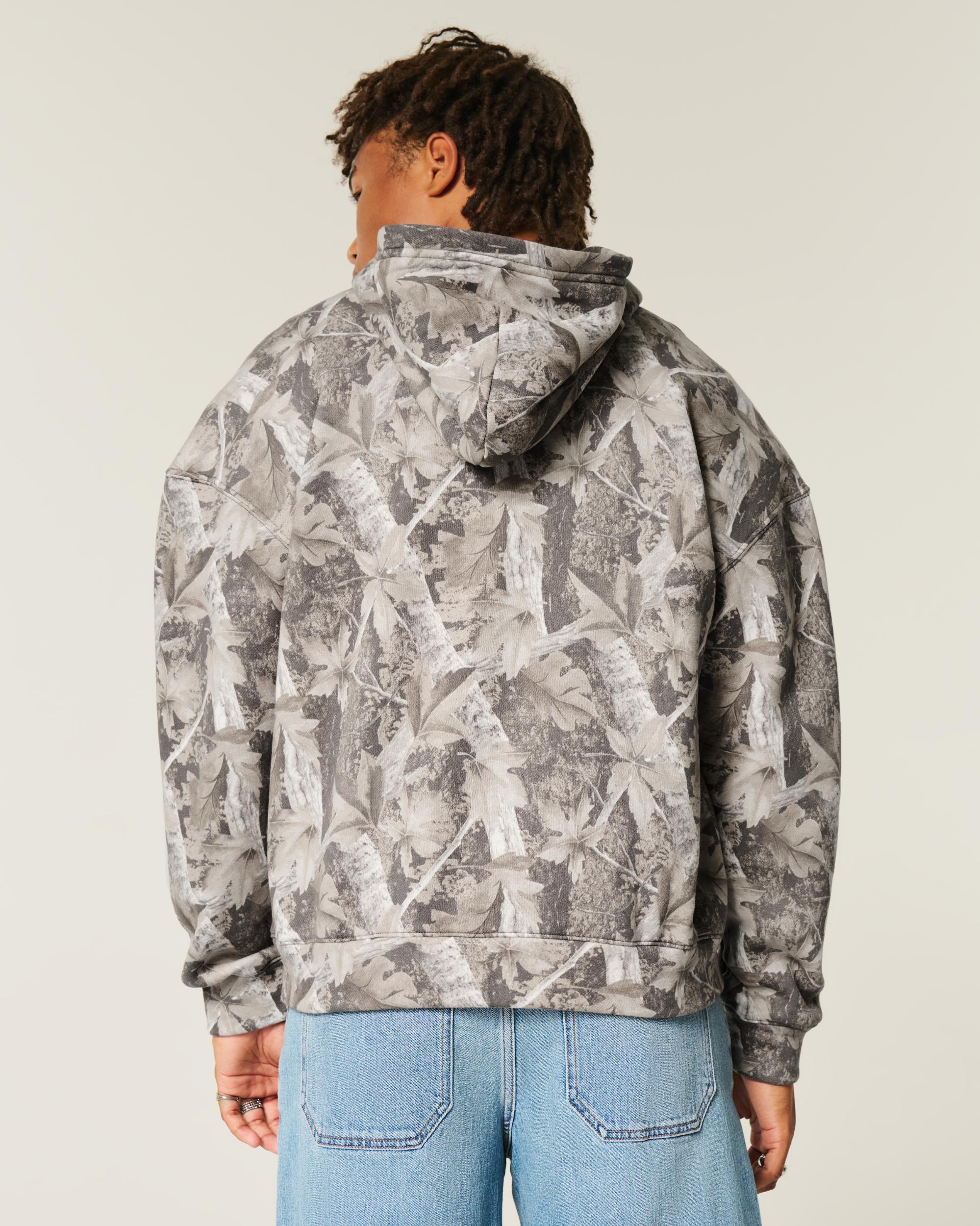 Boxy Camo Zip-Up Hoodie Product Image