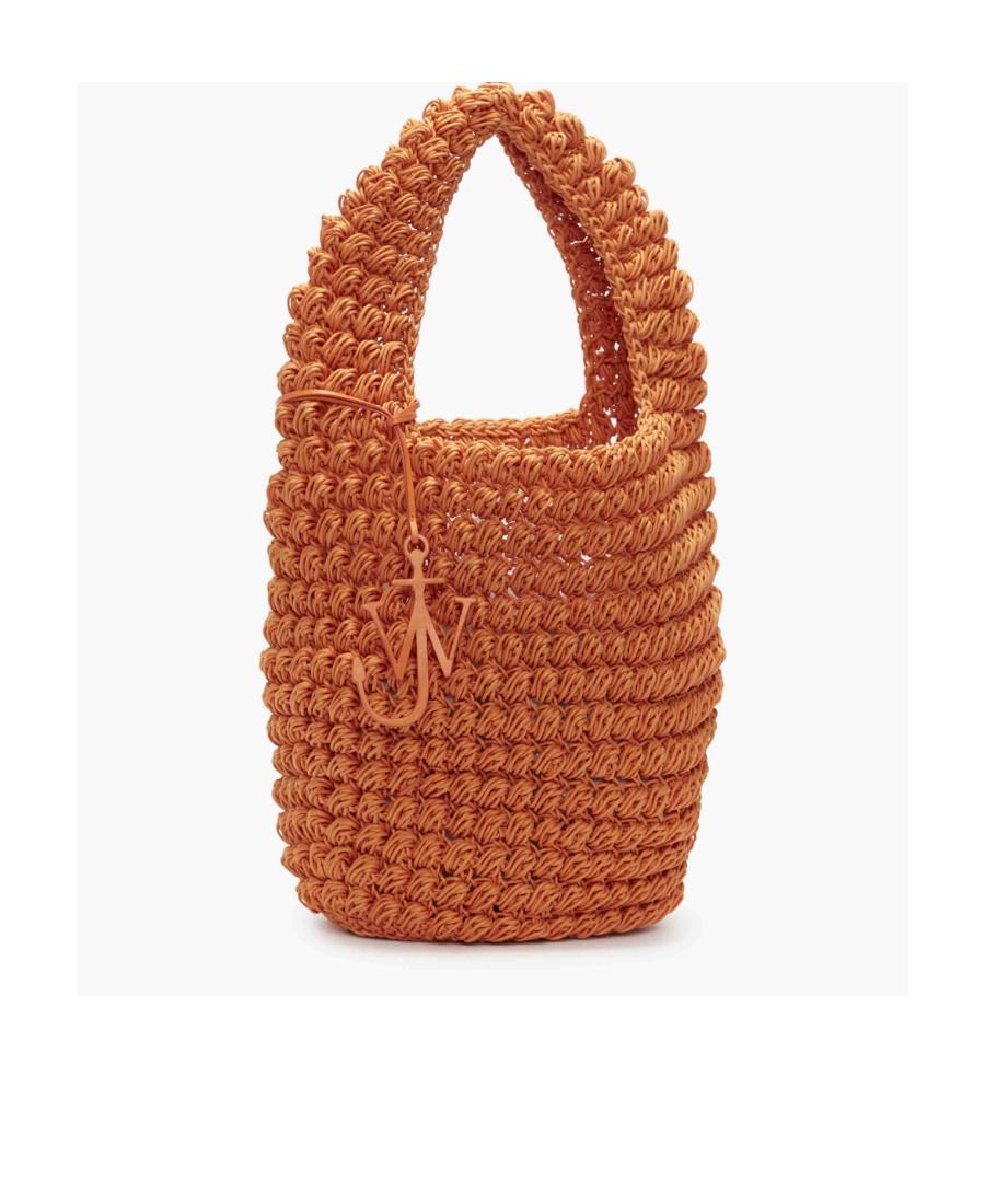 JW ANDERSON Large Popcorn Crochet Bucket Bag In Brown Product Image