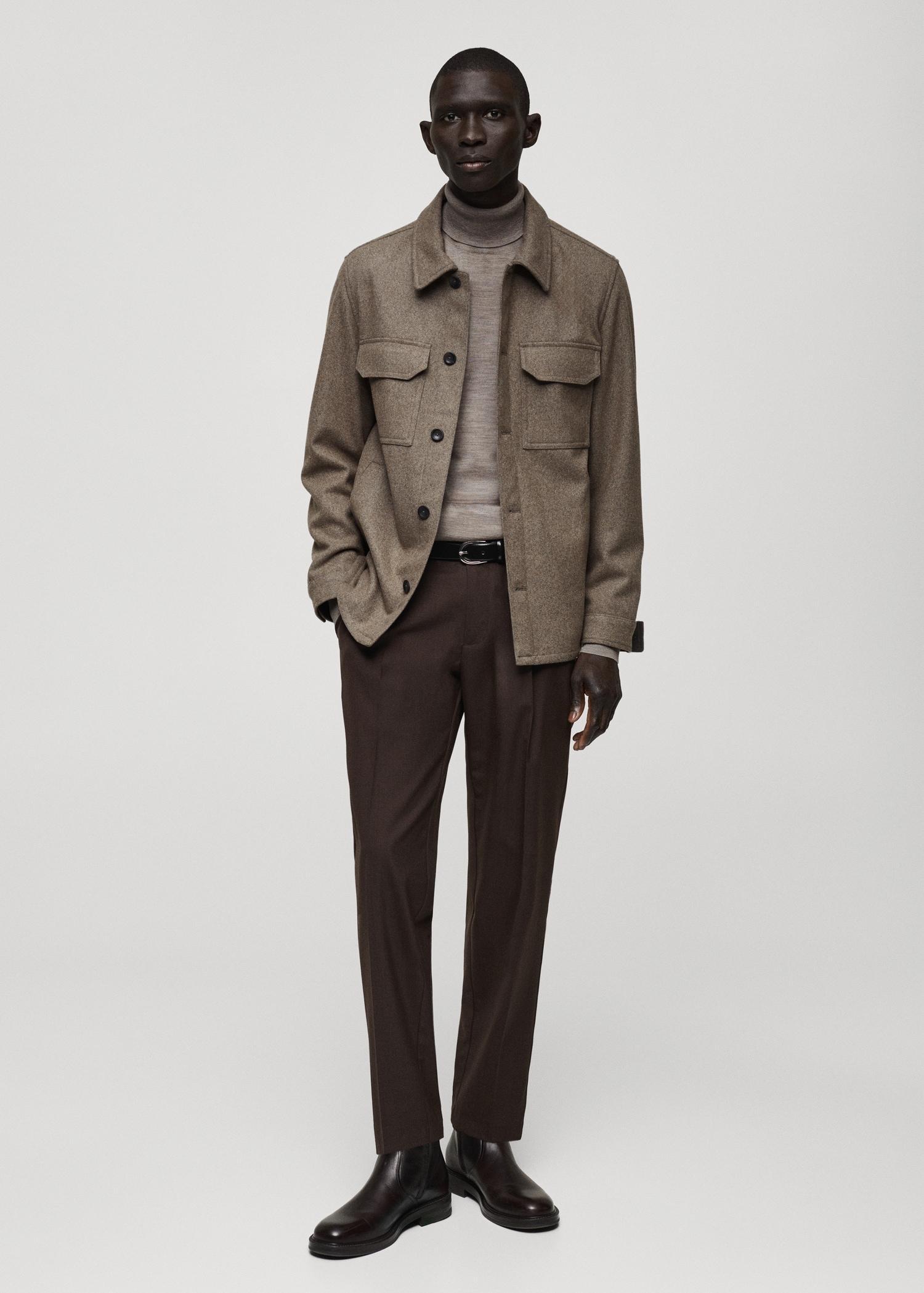 Flannel wool-blend overshirt - Men | MANGO USA Product Image