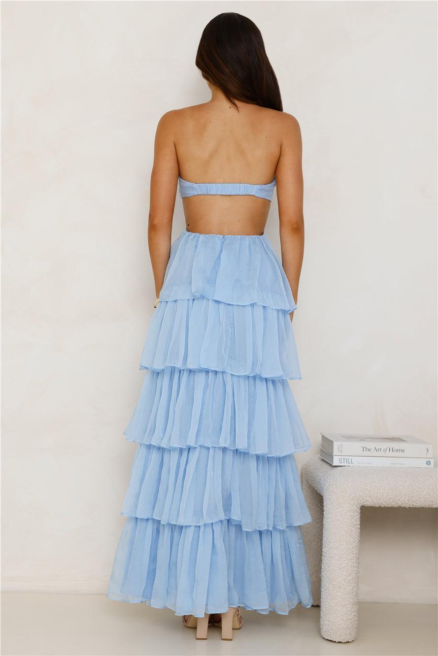 Luxe Mode Strapless Maxi Dress Blue Product Image