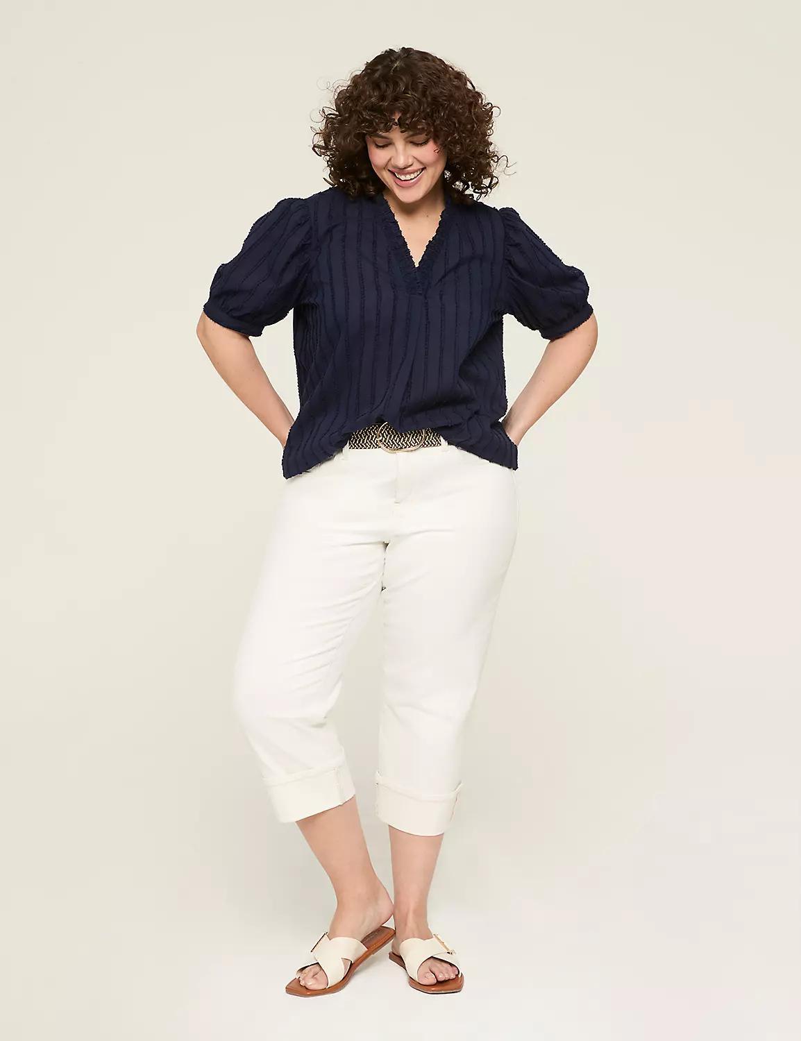 Smocked V-Neck Popover Blouse Product Image