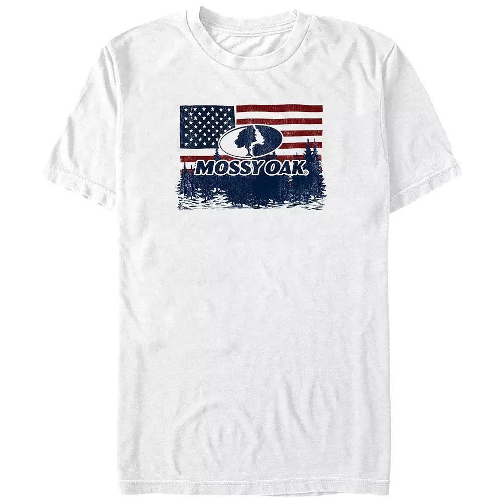 Big & Tall Mossy Oak USA Flag Forest Graphic Tee, Men's, Size: XXL Tall, White Product Image