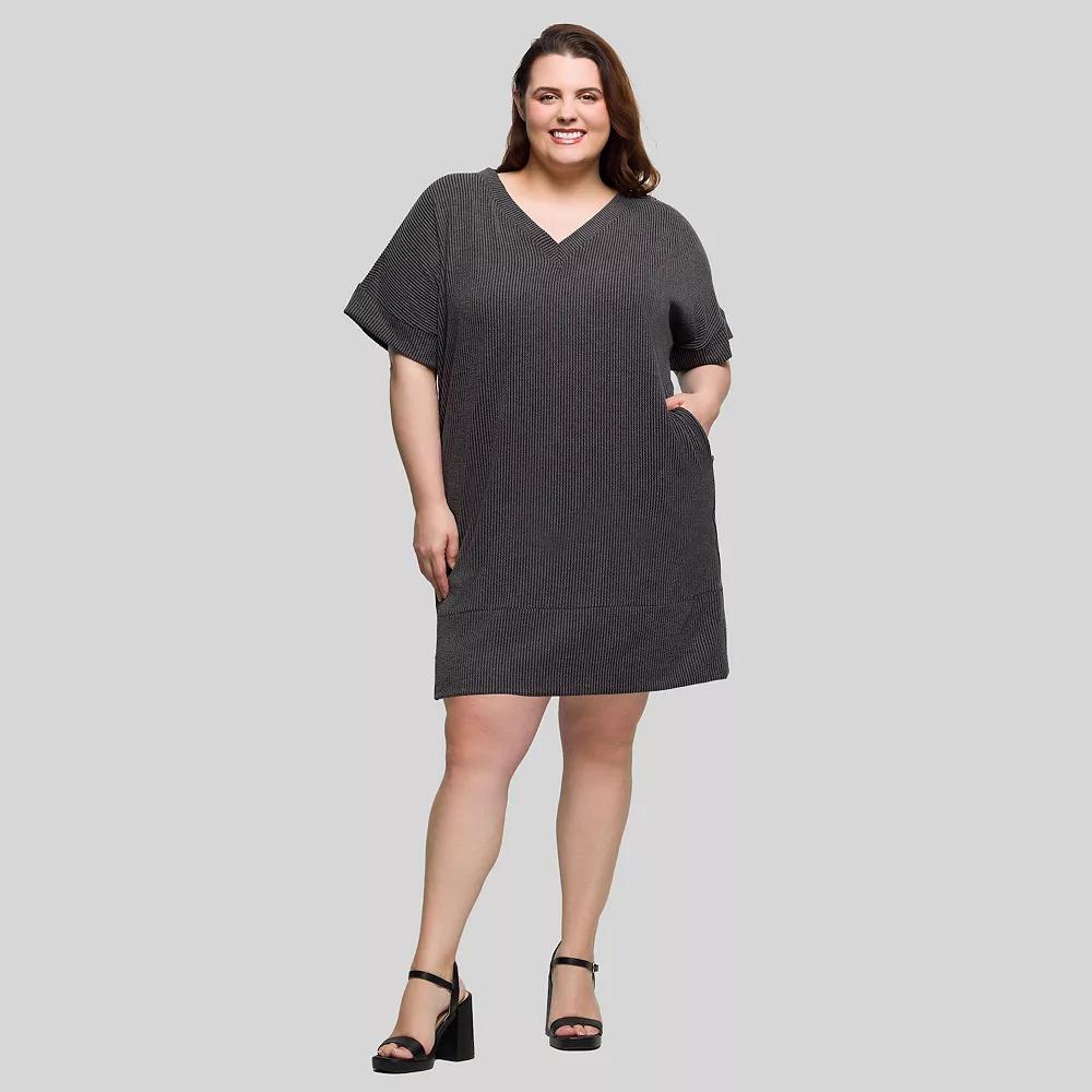 Plus Size 24Seven Comfort Apparel V-Neck Pocket T-Shirt Dress, Women's, Size: 3XL, Green Product Image
