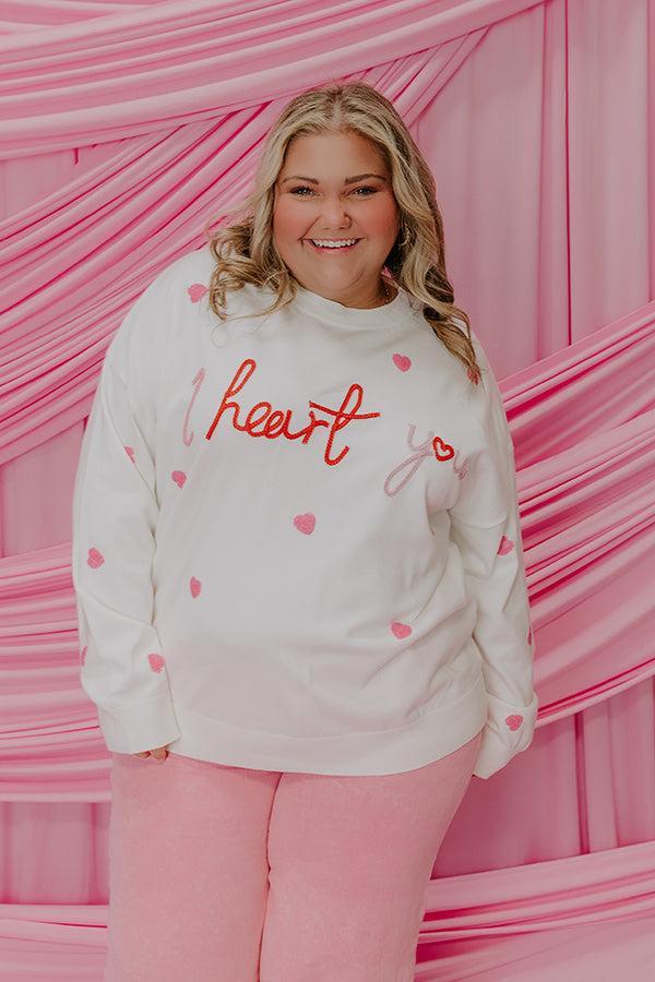 I Heart You Embroidered Sweater Curves Product Image