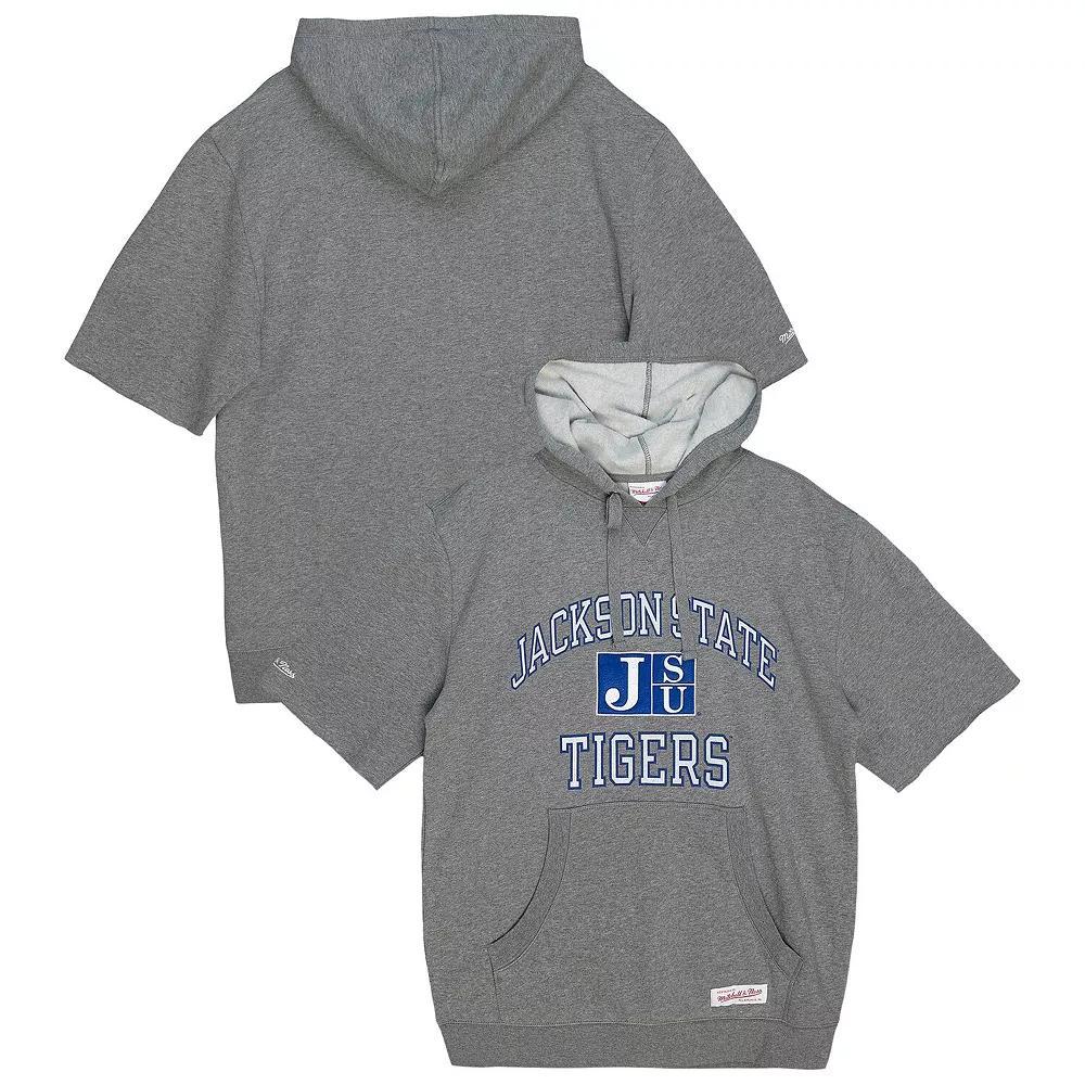 Men's Mitchell & Ness  Heather Gray Jackson State Tigers Fleece Short Sleeve Pullover Hoodie, Size: XL, Nc2 Grey Product Image