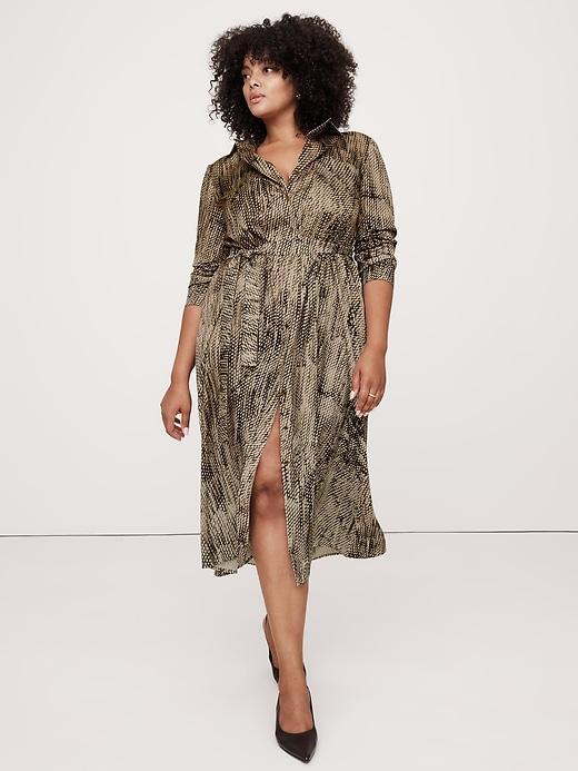 Oversized Snake-Print Midi Shirtdress Product Image