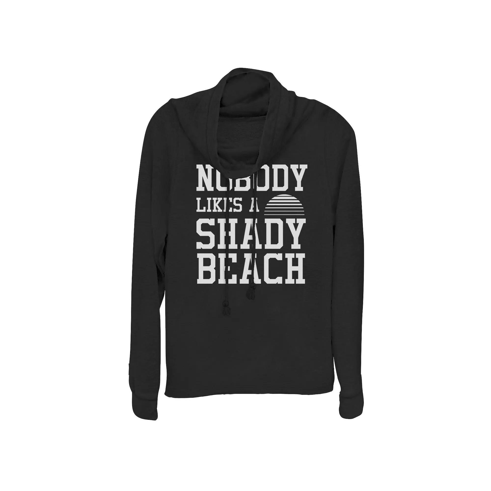 Juniors' Nobody Likes A Shady Beach Cowlneck Graphic Lightweight Long Sleeve, Girl's,  Product Image
