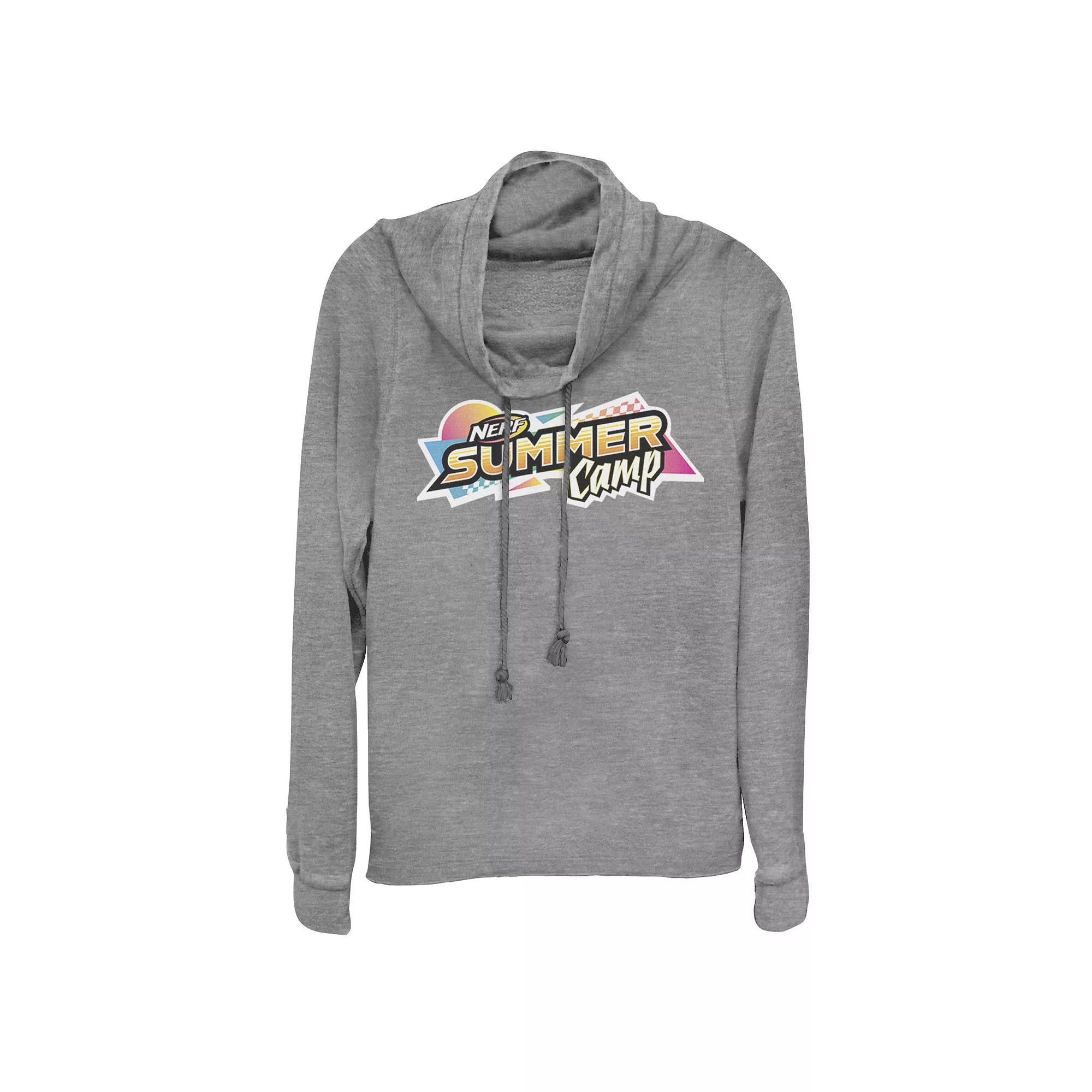 Juniors' Nerf Summer Camp 90's Style Logo Cowlneck Graphic Lightweight Long Sleeve, Girl's,  Product Image