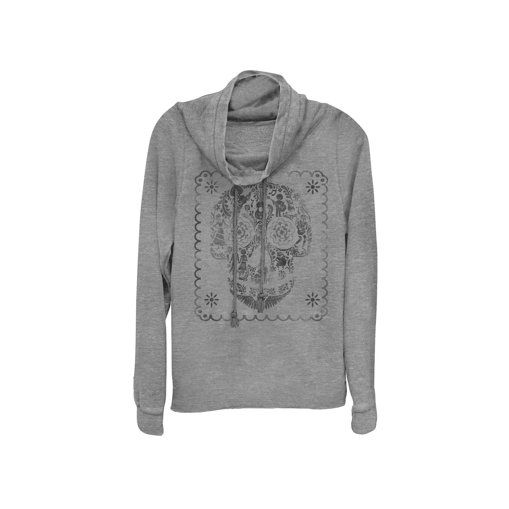 Disney / Pixar's Coco Sugar Skull Guitar Juniors' Cowlneck Graphic Lightweight Long Sleeve, Girl's,  Product Image