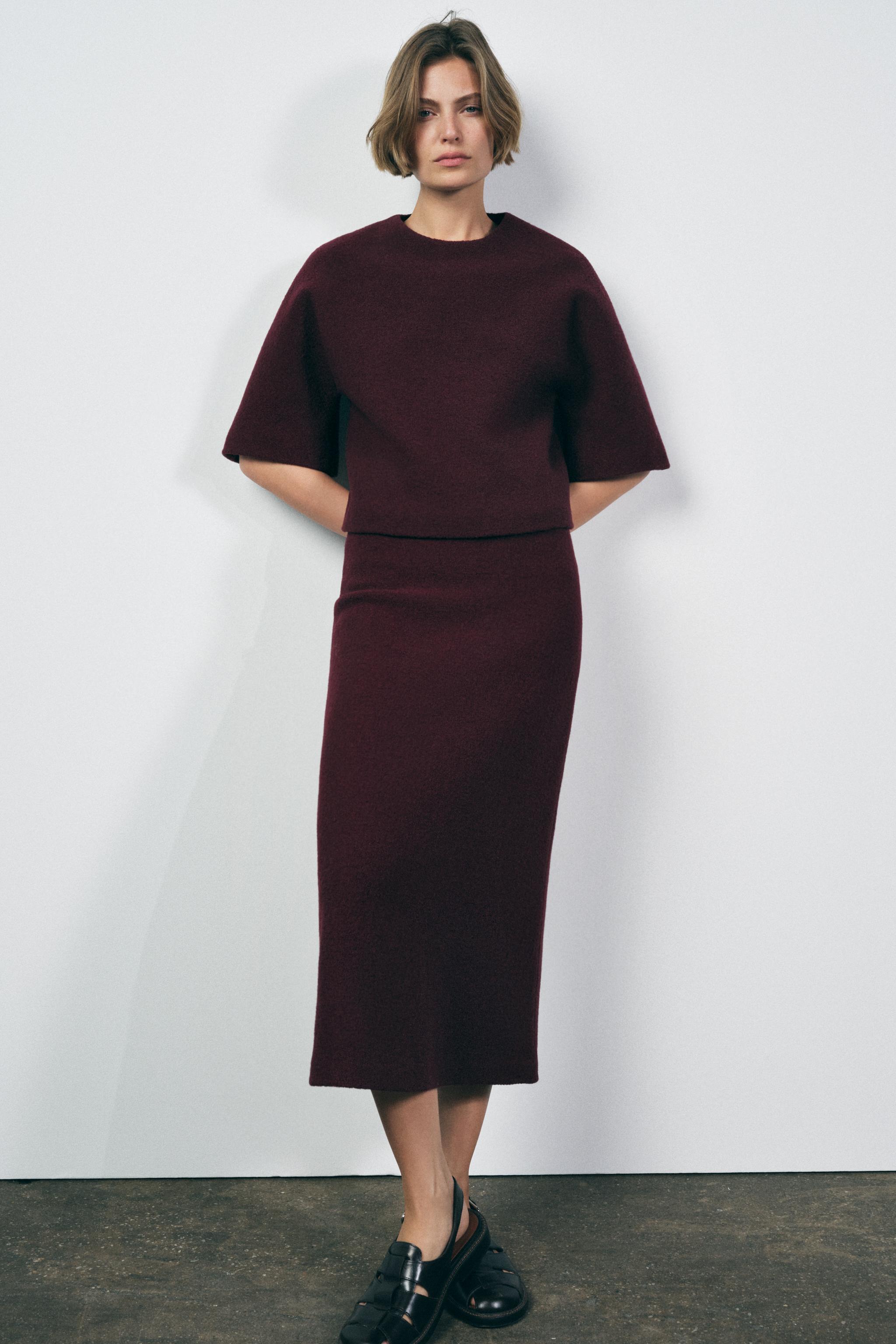 100% WOOL MIDI SKIRT ZW COLLECTION Product Image