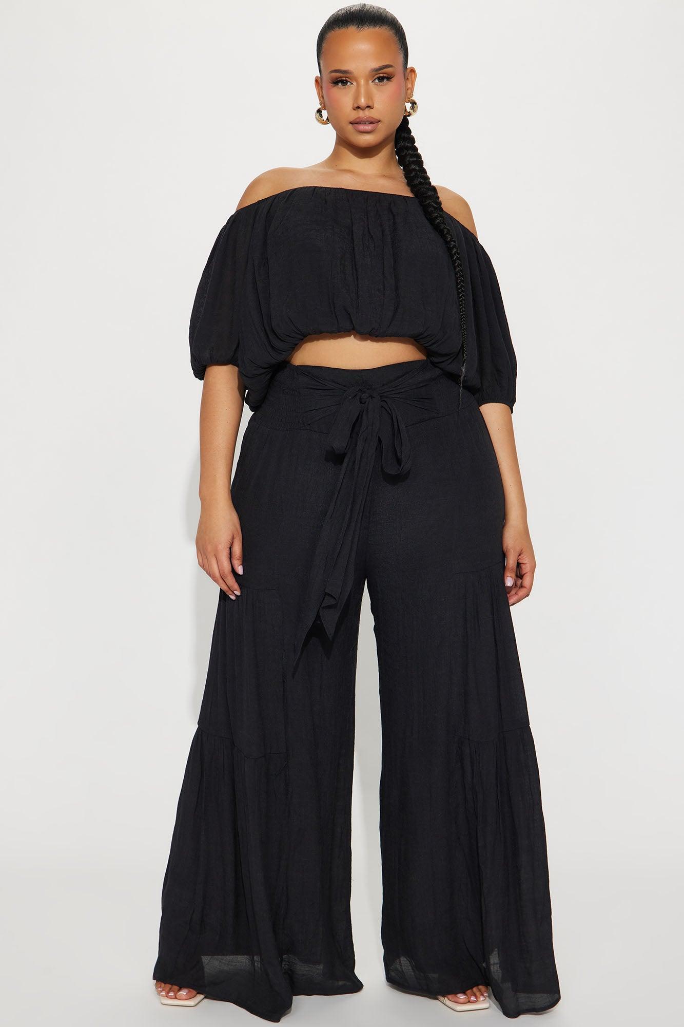 Take Me On A Vacay Pant Set - Black Product Image