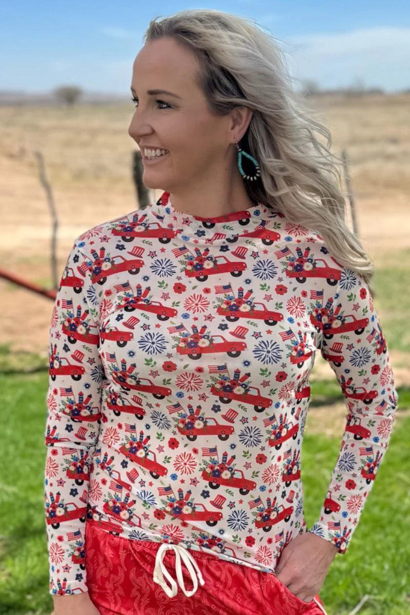 Sterling Kreek Freedom & Fireworks Mesh Top* Product Image