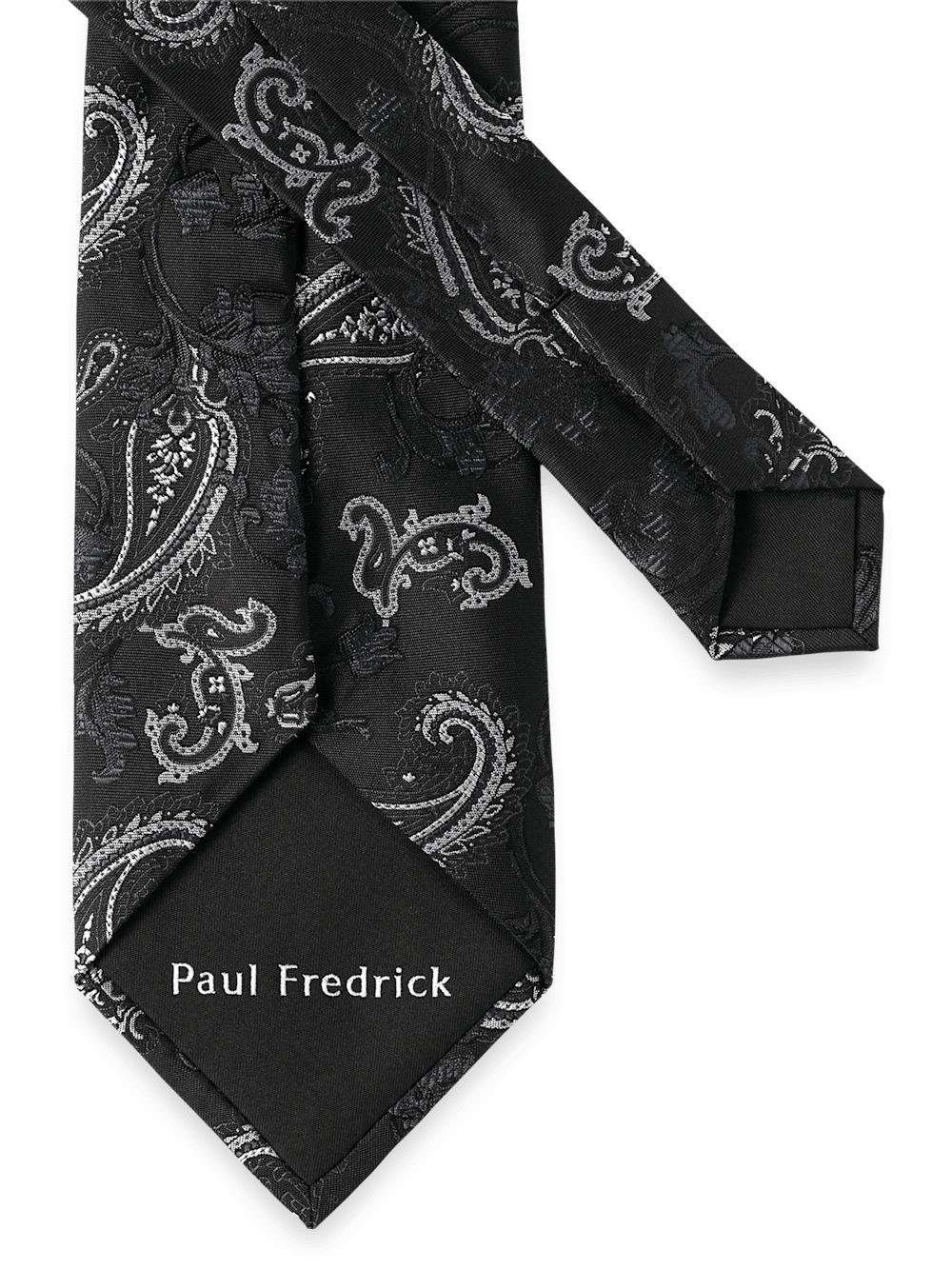 Paisley Woven Silk Tie - Black Product Image