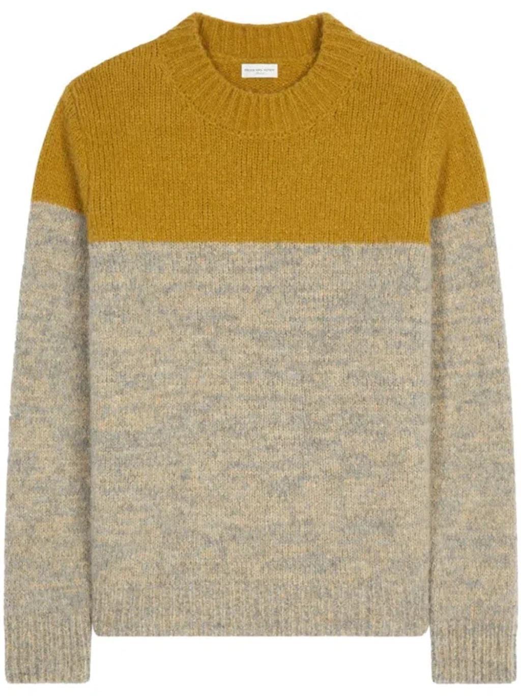 DRIES VAN NOTEN Colour-block Merino-wool Jumper In Nude Product Image