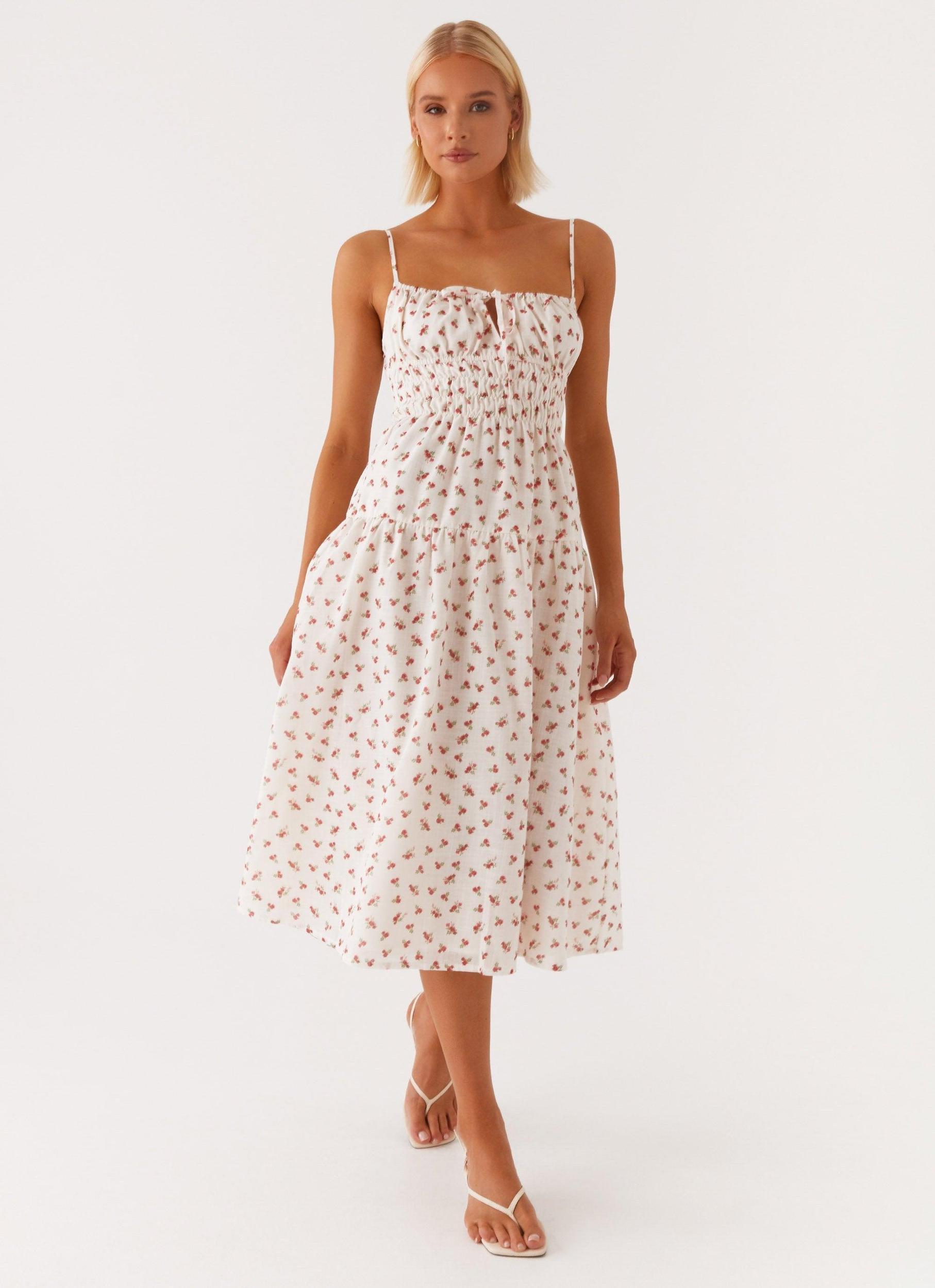 Arla Midi Dress - Red Ditsy Floral Product Image