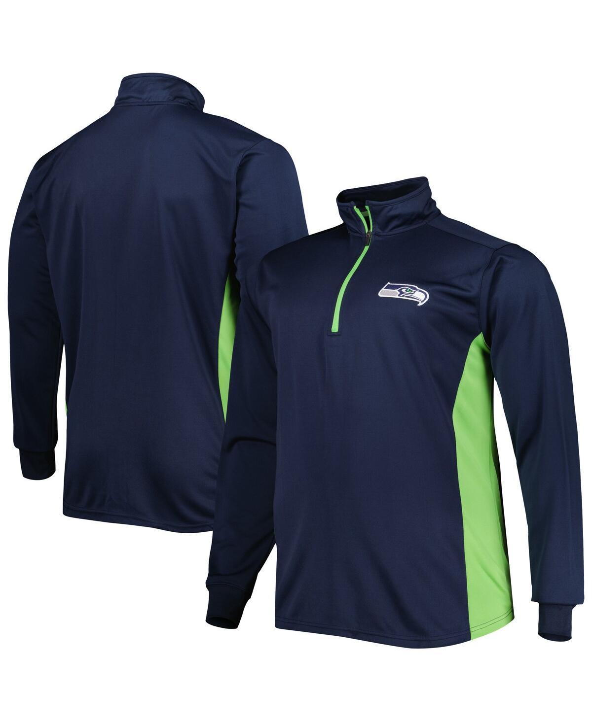 Men's College Navy Seattle Seahawks Big & Tall Quarter-Zip Top, Size: 4XB, Blue Product Image