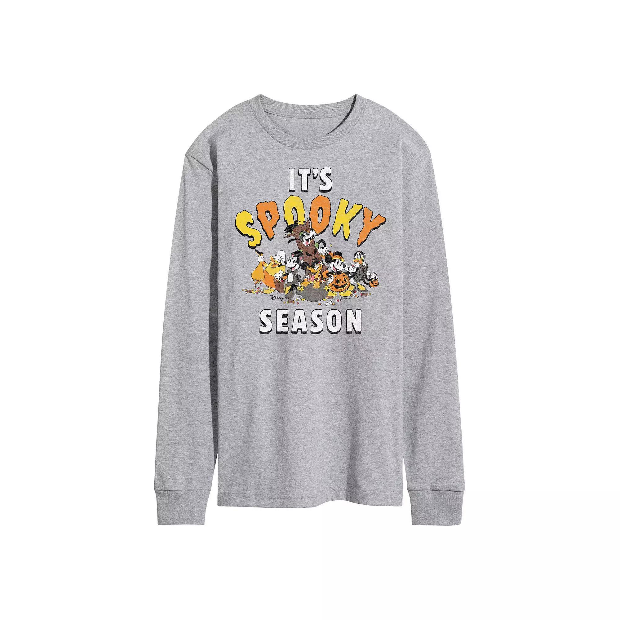 Disney's Mickey Mouse & Friends Men's It's Spooky Season Long Sleeve Graphic Tee, Size: Medium, Gray Product Image