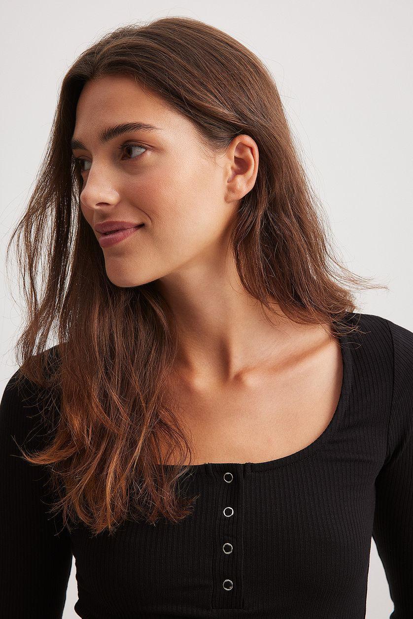 Press Button Long Sleeve Top Product Image