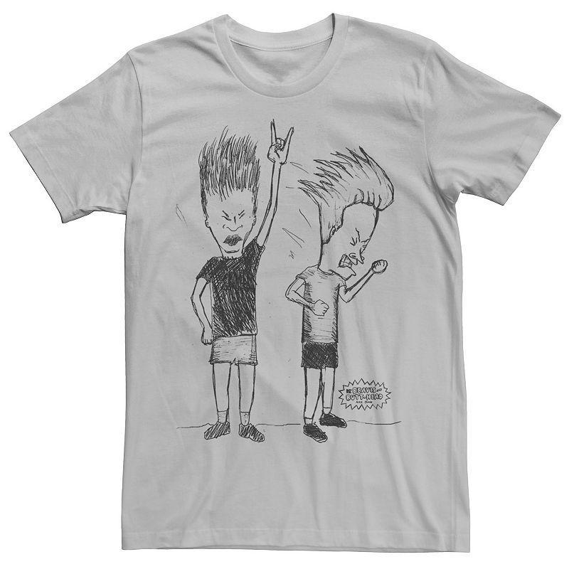 Men's Beavis And Butthead Rock Out Sketch Tee, Size: 3XL, Black Product Image