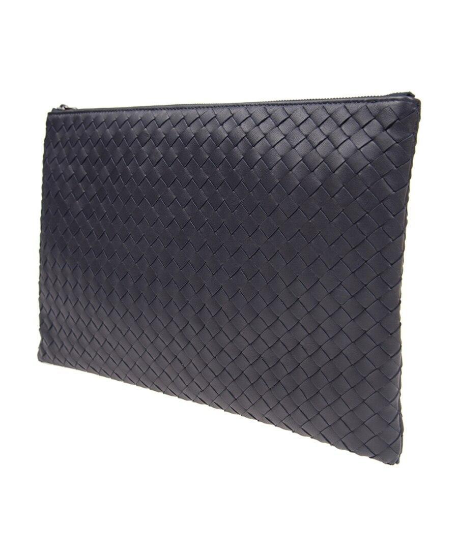 BOTTEGA VENETA Intrecciato Leather Wash Bag In Blue Product Image