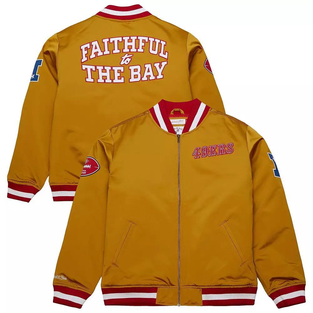 Men's Mitchell & Ness Gold San Francisco 49ers Heavyweight Full-Zip Satin Jacket,  Product Image