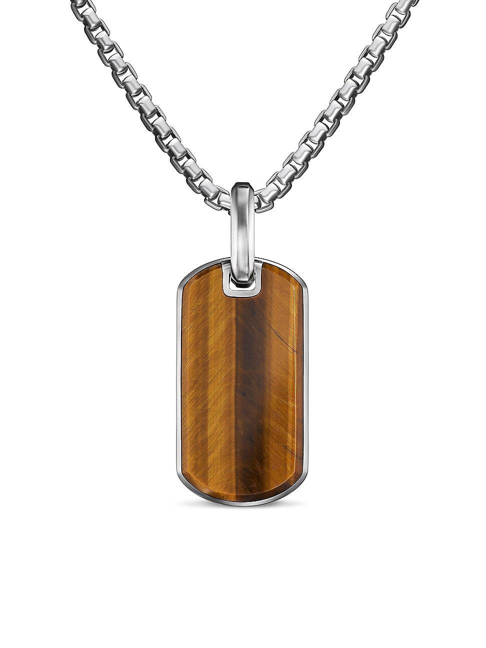 David Yurman Mens Chevron Tag in Sterling Silver with Tigers Eye, 27mm Product Image