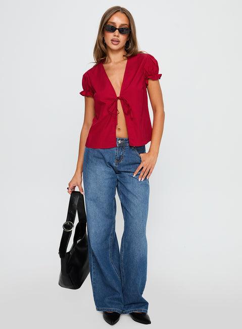 Starstruck Tie Up Top Red Product Image
