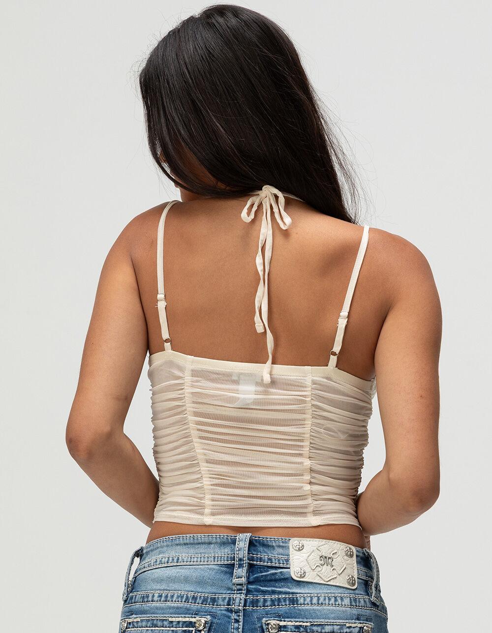 WEST OF MELROSE Womens Ruched Halter Top - CREAM Product Image