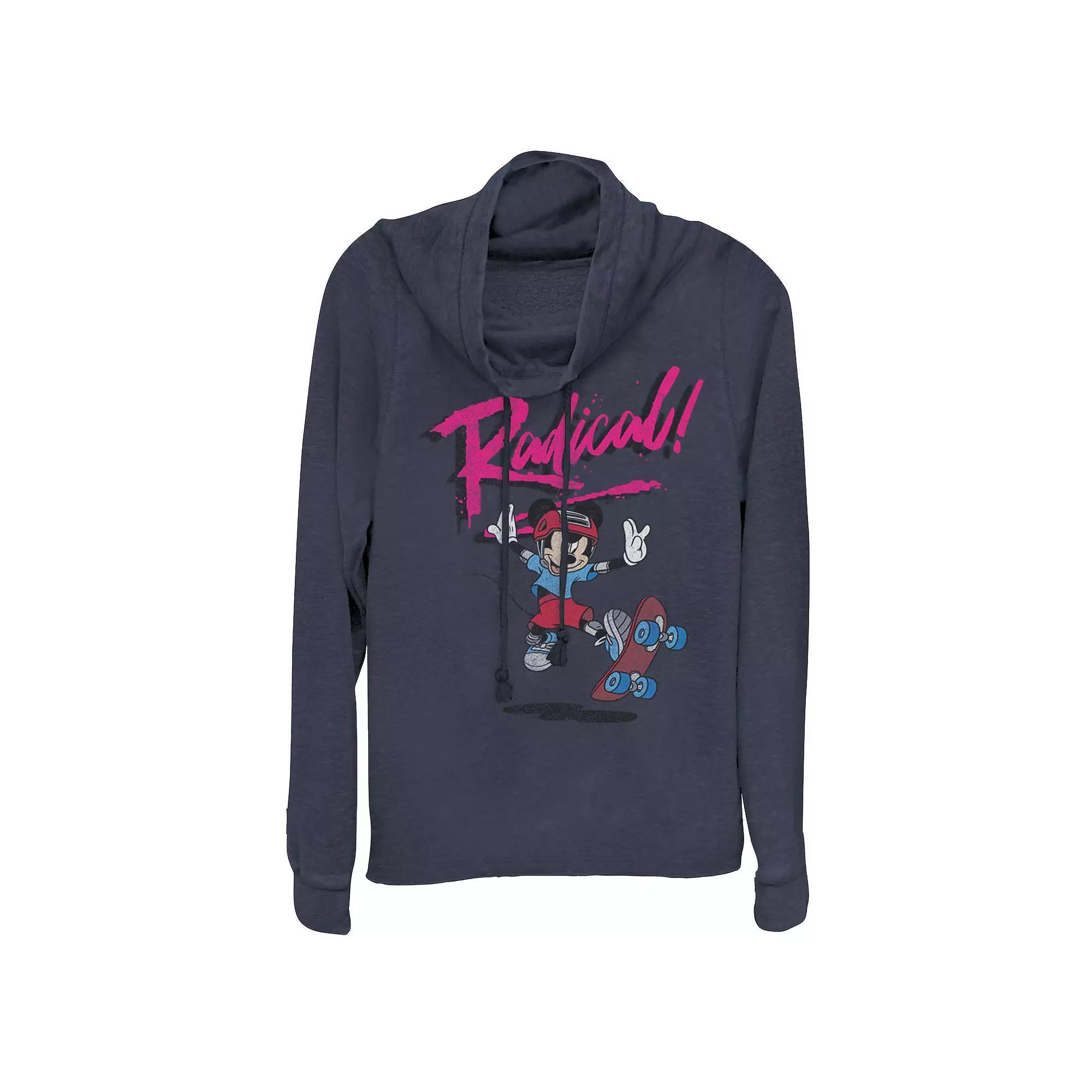 Juniors' Disney Mickey Mouse "Radical" Cowlneck Graphic Lightweight Long Sleeve, Girl's,  Product Image