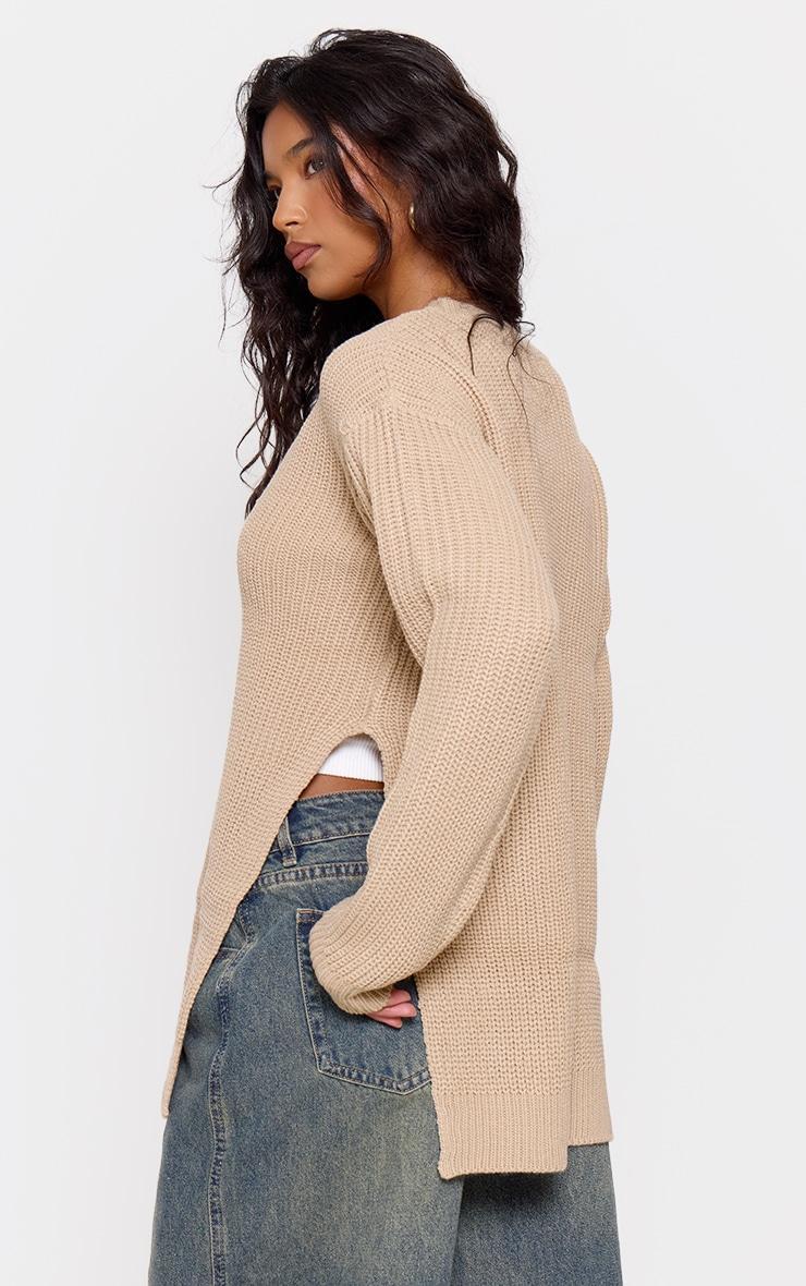 Stone Round Neck Side Split Sweater Product Image