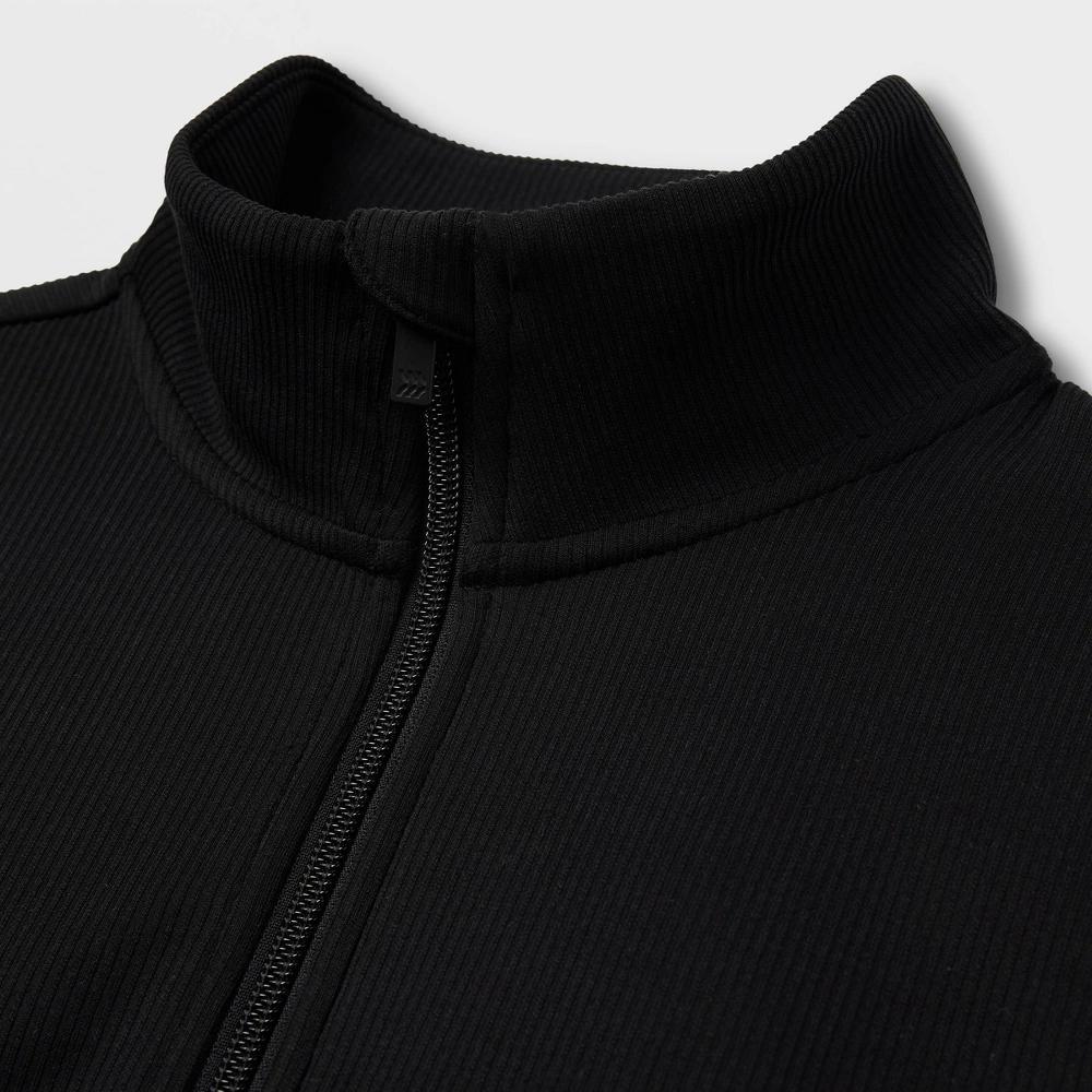 Womens Airy Sleek Ribbed 1/2 Zip Pullover Sweatshirt - All In Motion Black M Product Image