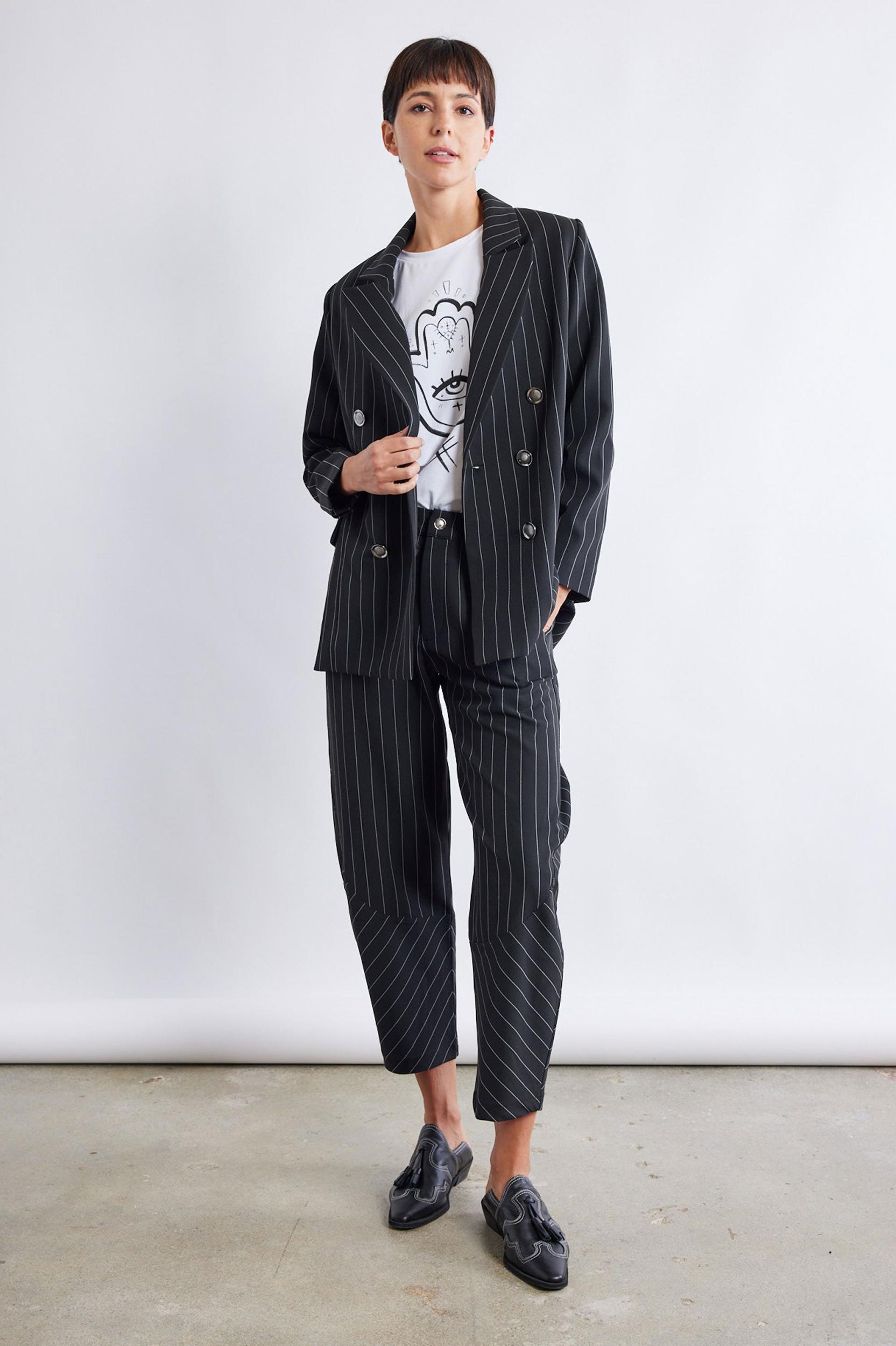 The Pinstripe Boyfriend Blazer Product Image